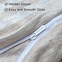 Vista 4 de PURE ERA Juego de funda de edredón de punto de jersey de 2 piezas, 100% algodón jaspeado, súper suave, cómodo, diseño clásico a rayas, con cierre