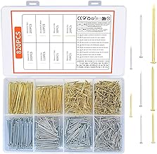 820 Pieces Assortment of Nails, Round Head Nails, Wood Nails Handmade Hardware Fixing Accessories for Decorative Furniture, Hanging Pictures, DIY – Gold, Silver
