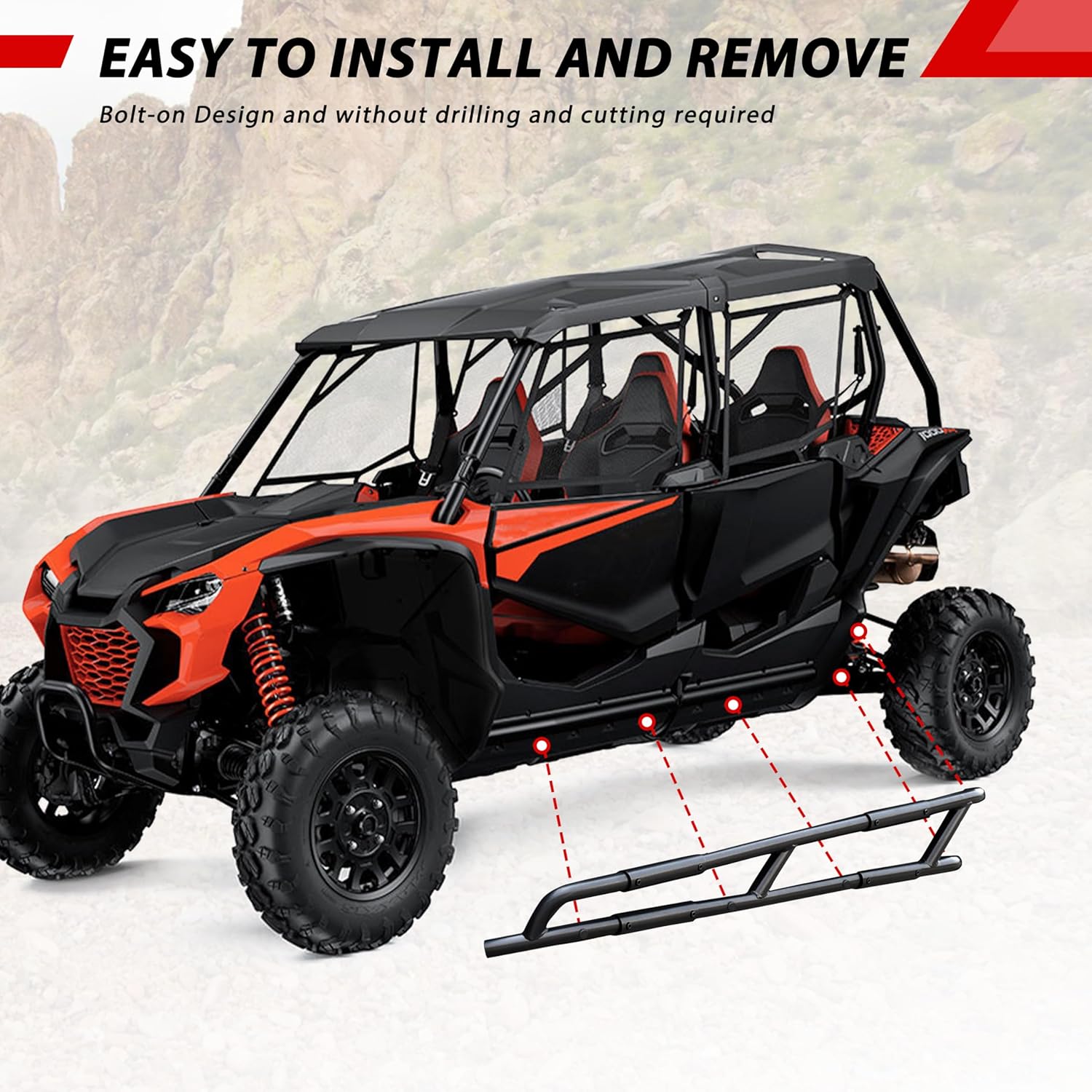 Nerf Bars Rock Sliders for Honda Talon 1000X-4 1000R-4 1000XS-4 2020-2024, Heavy Duty Steel Tree Kickers Combined Side Bumper Guard Step Accessories, Replace OEM #08P70-HL7-A20