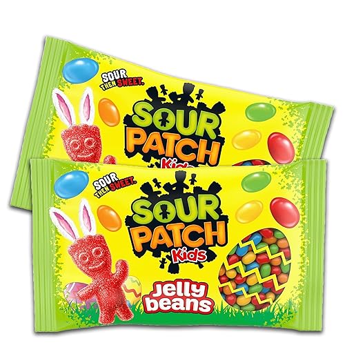 Sour Patch Kids Jelly Beans Candy, Sour then Sweet, relleno de cesta de Pascua, paquete de 2 bolsas de 10 onzas