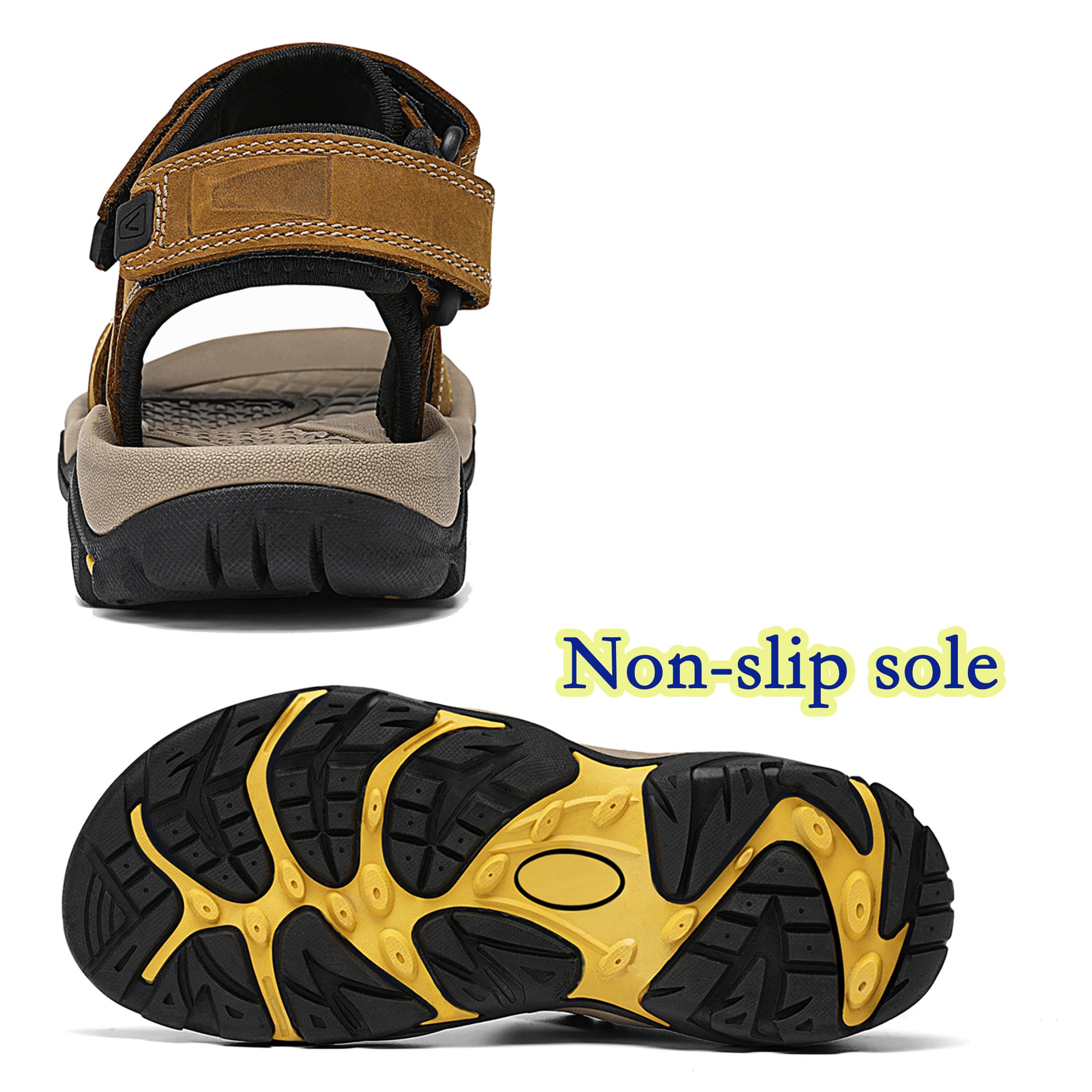 Herren Sandalen Leder Strand Trekkingsandalen Outdoorschuhe Sommer Wanderschuhe Beach Trekkingschuhe Männer Sport-Outdoor Atmungsaktive Sandale Wandersandalen