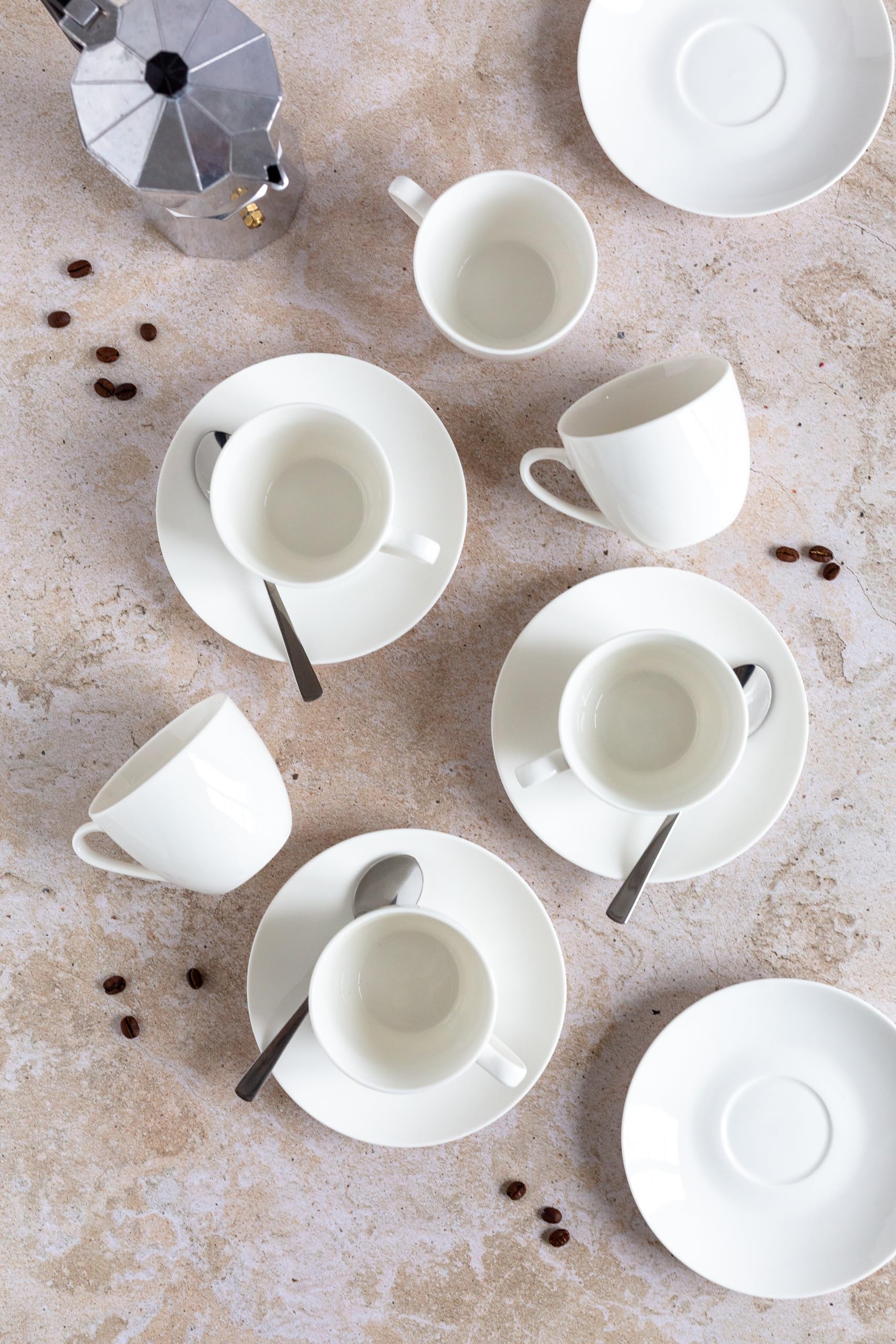 MÄSER 934105 Serie Belmira, klassisches Kaffeeservice für 6 Personen, 18-teiliges Kaffeegeschirr, zeitlos, elegant, filigran, Porzellan, weiß
