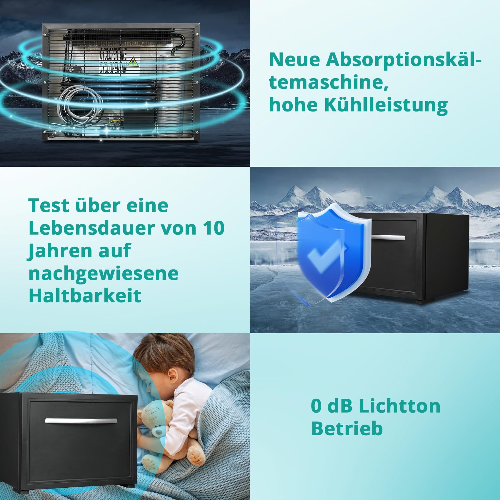 SMETA 45L Camping Schublade Kühlschrank, Absorber Auto kühlschublade Leiser Betrieb, 12V 230V Camper kühlbox für Wohnmobil, Reise, Auto, Boot, LKW, Camping, Schwarz Verstellbare Füße, 0-15°C