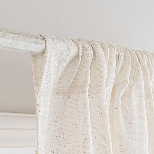 Miniatura 5 de Zeeinx Cortinas bohemias blancas para dormitorio, sala de estar, 84 pulgadas de largo, lino y algodón, cortinas bohemias con borlas, cortinas