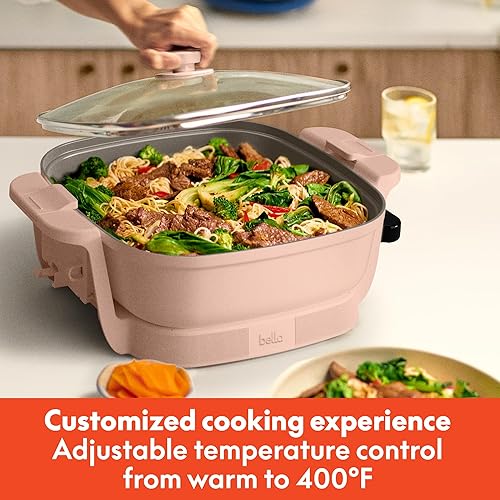 Miniatura 5 de bella Make & Take - Sartén eléctrica, utensilios de cocina Fits-where, revestimiento de cerámica EverGood, temperatura ajustable y tapa de vidrio