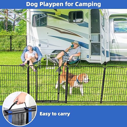 Miniatura 5 de ADAVIN Cercas y bordes de jardín de 32 pulgadas de alto, 1 puerta+3 paneles de valla para perros al aire libre para patio, valla de barrera de metal