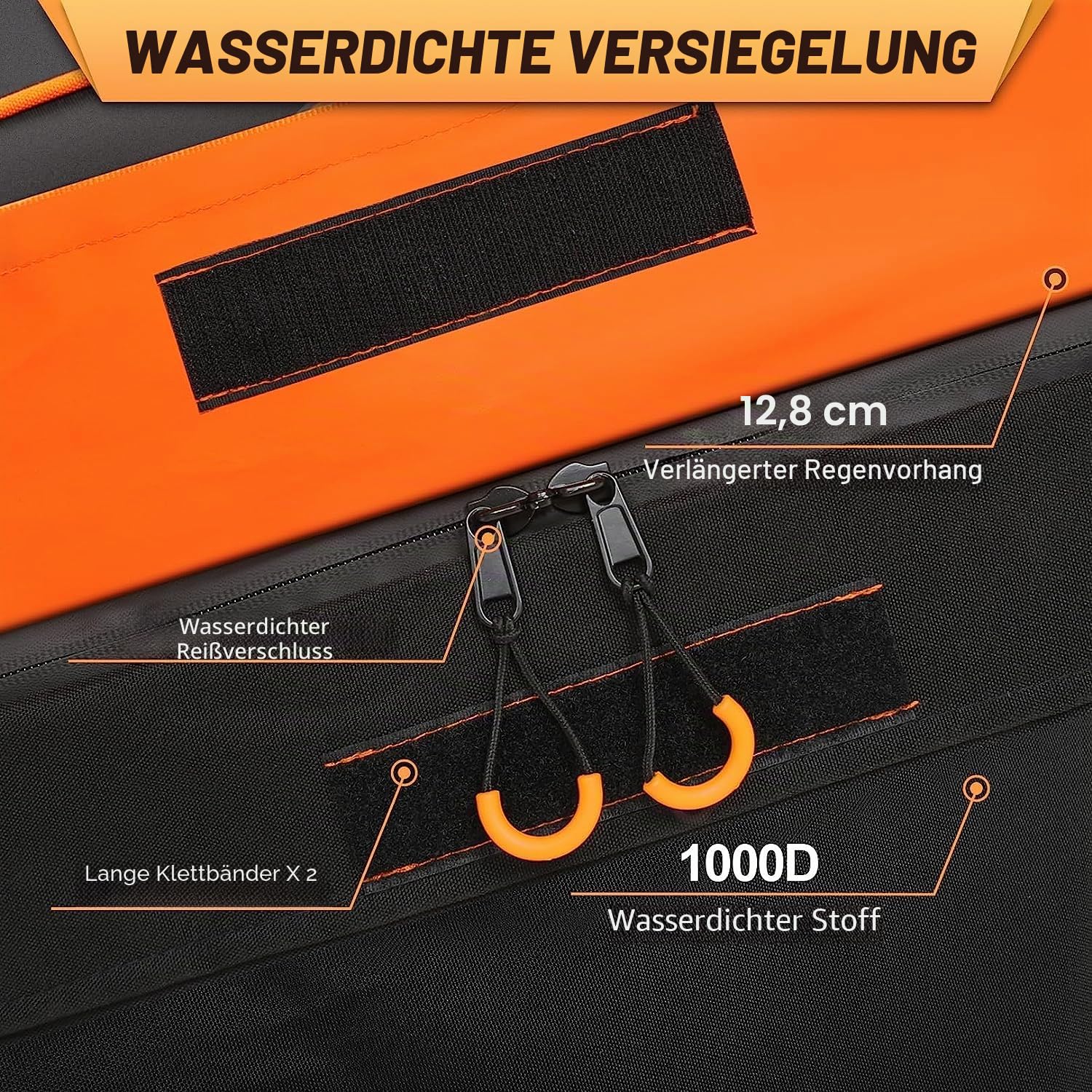 Sailnovo Dachbox Auto 21 Kubikfuß Faltbare Dachboxen inkl. Anti-Rutsch-Matte, 6 Türhaken, PVC 1000D Dachtasche für Auto mit/ohne Dachgepäckträger-Querstange, Dachgepäckbox Dachgepäcktasche(Orange)