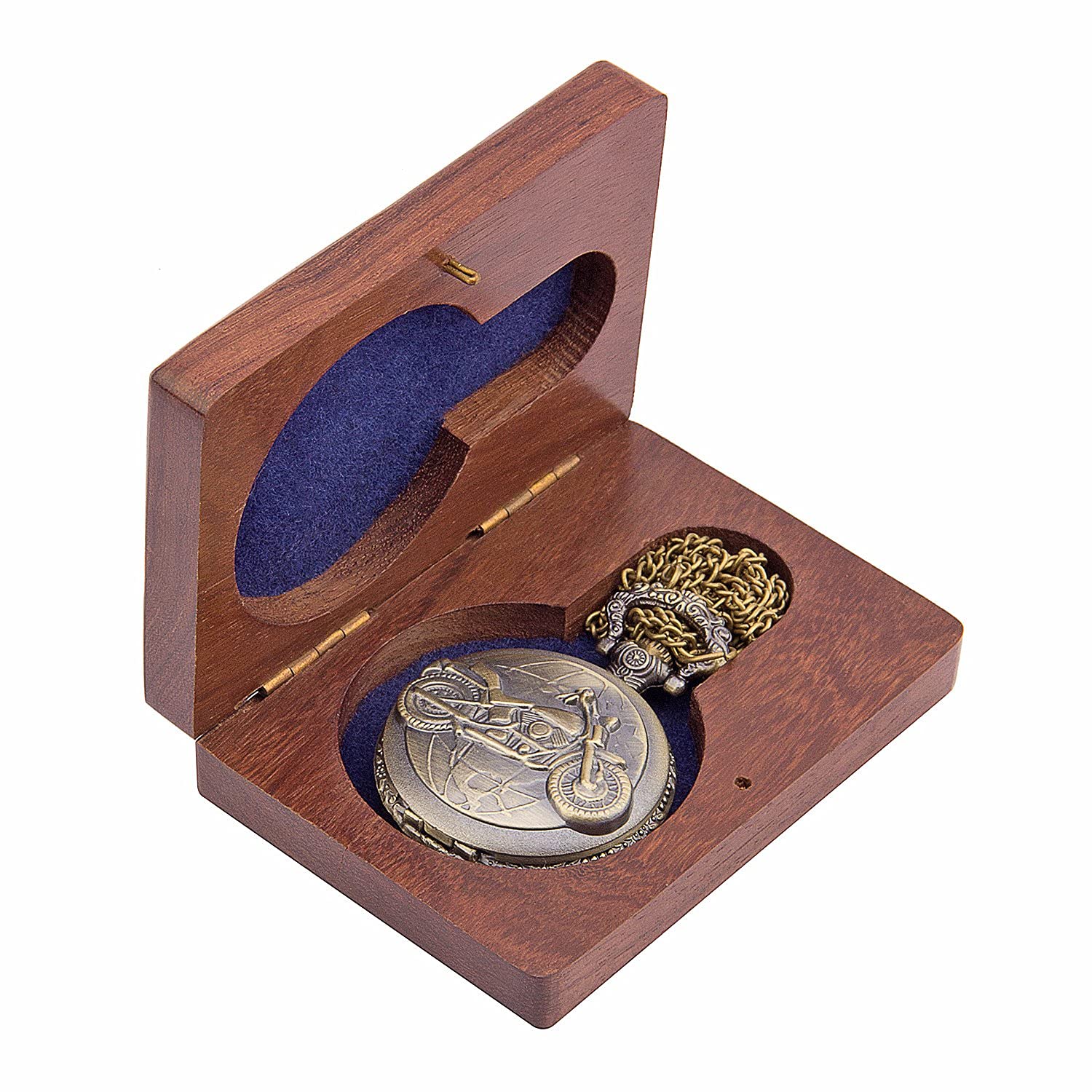 Montre gousset Full Hunter avec chaîne montre de poche vintage gravure moto vélo classique