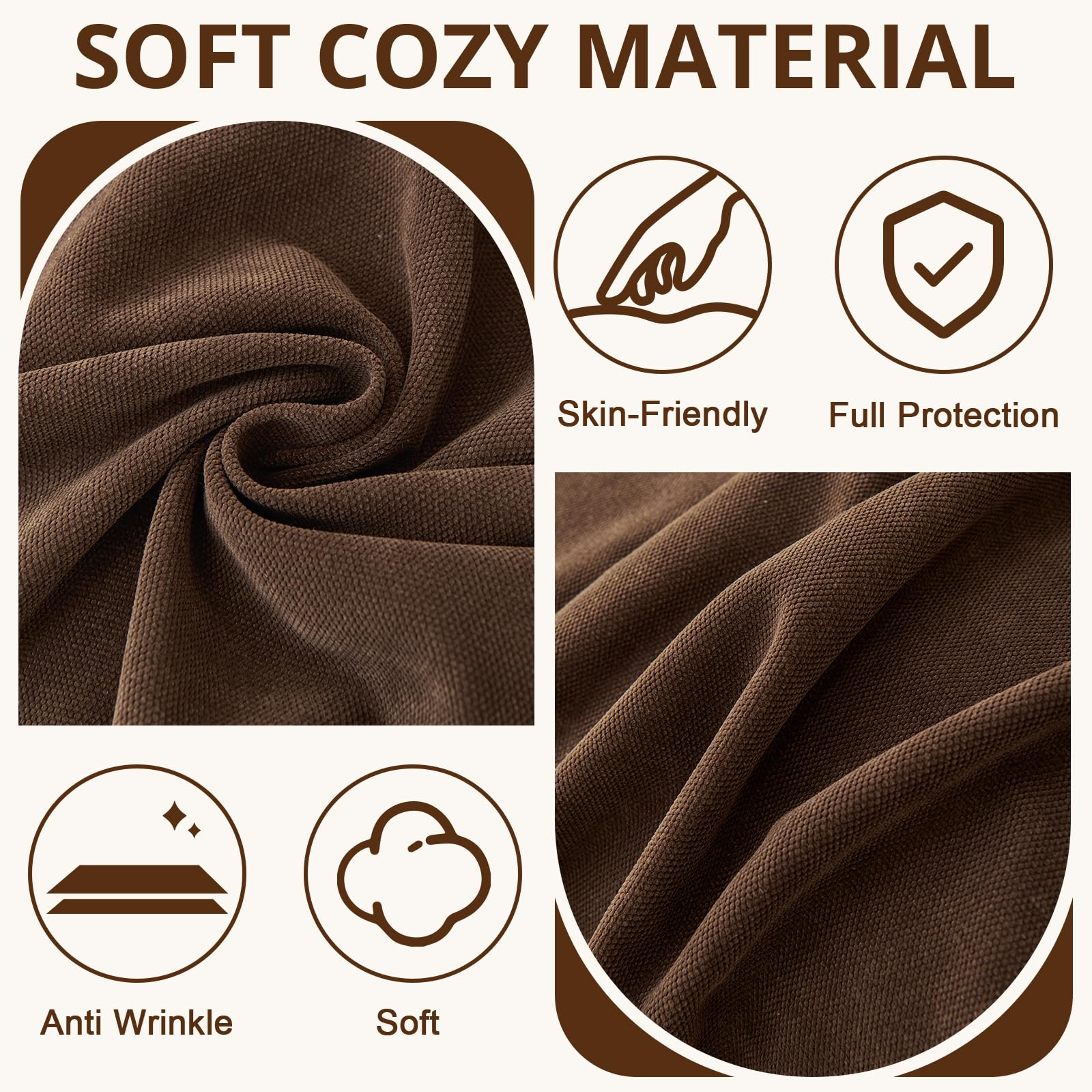 Royhom Sofa Überzug, Chenille Couch Überzug Ecksofa, Sofabezug L Form, Sofa Schutzdecke, Sofahusse mit Armlehne, Sofaüberwurf Decke Weich und Bequem, Brown, 260x180 cm