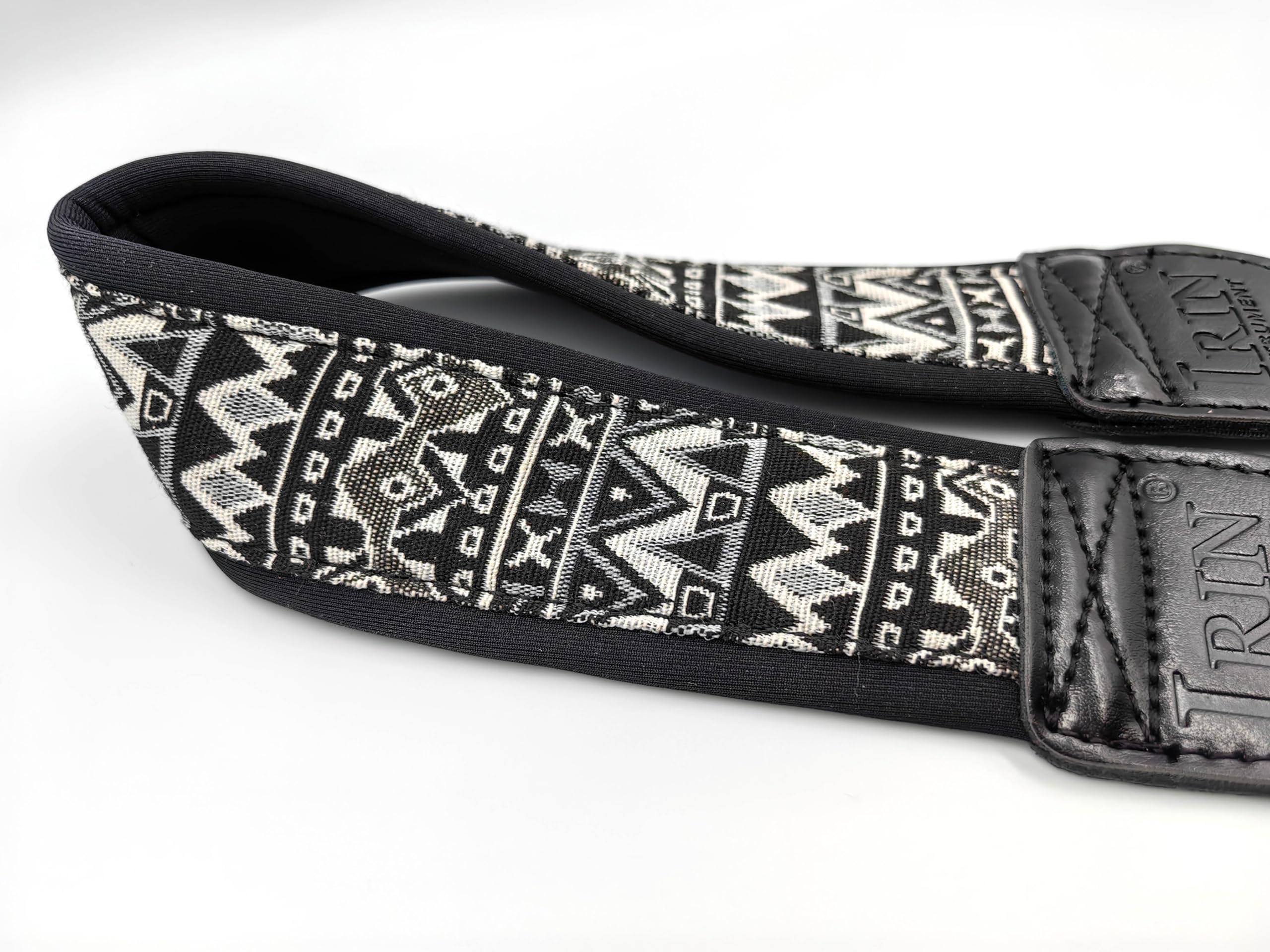 lightstar Embroidery Saxophone Neck Strap - (Comfort, Breathable, Metal Swivel Snap Hook) Sax Neck Strap for Alto Tenor (Black and white embroidery)