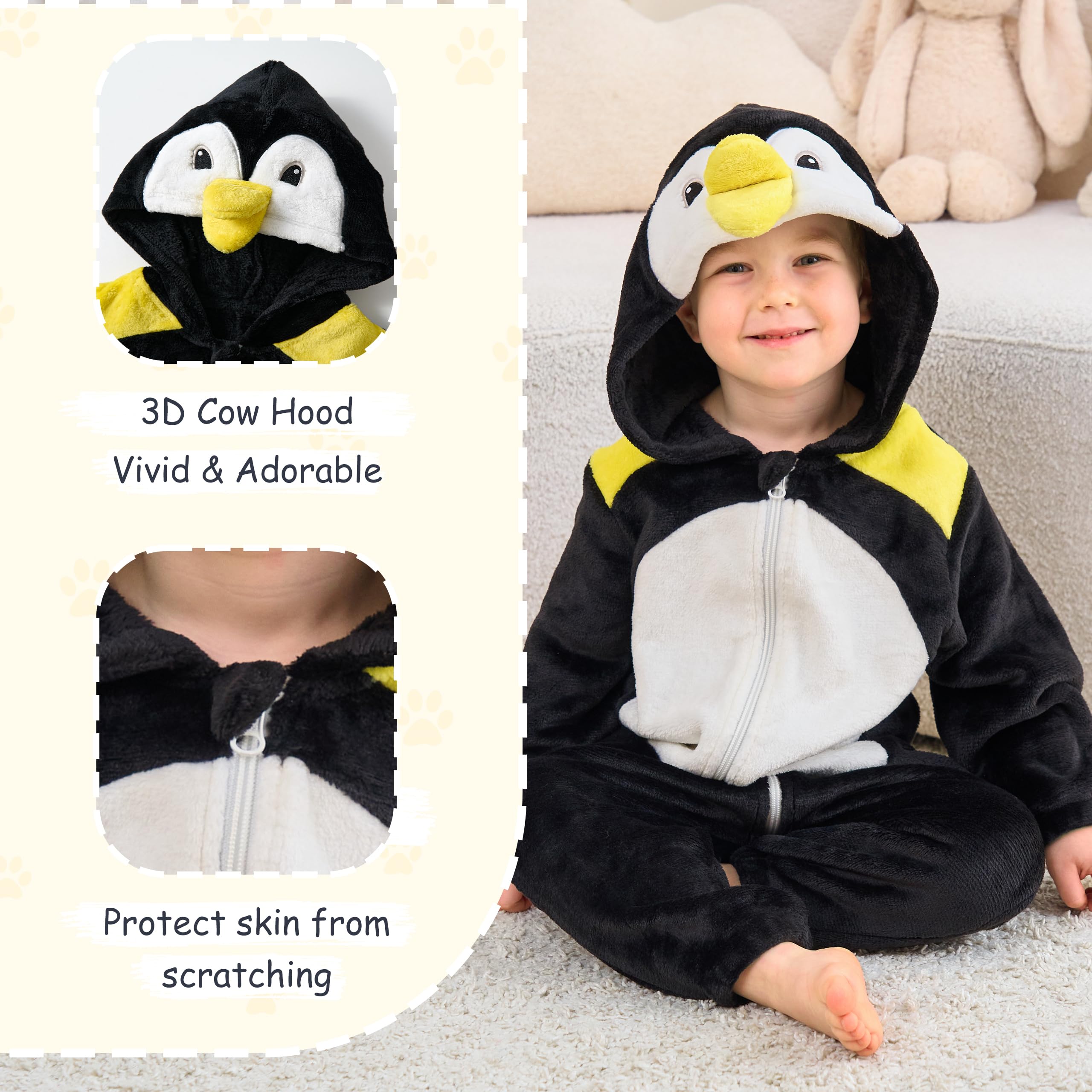 LOLANTA Costume da Animale per Bambino Unisex, Costume da Animale con Cappuccio per Bambino, Tuta Sindacale in Flanella