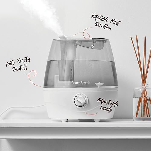 Miniatura 4 de Humidificador de niebla fría, tanque de agua de 2.2 L, para dormitorio, bebé, vaporizador de aire ultrasónico silencioso, nivel de niebla ajustable,