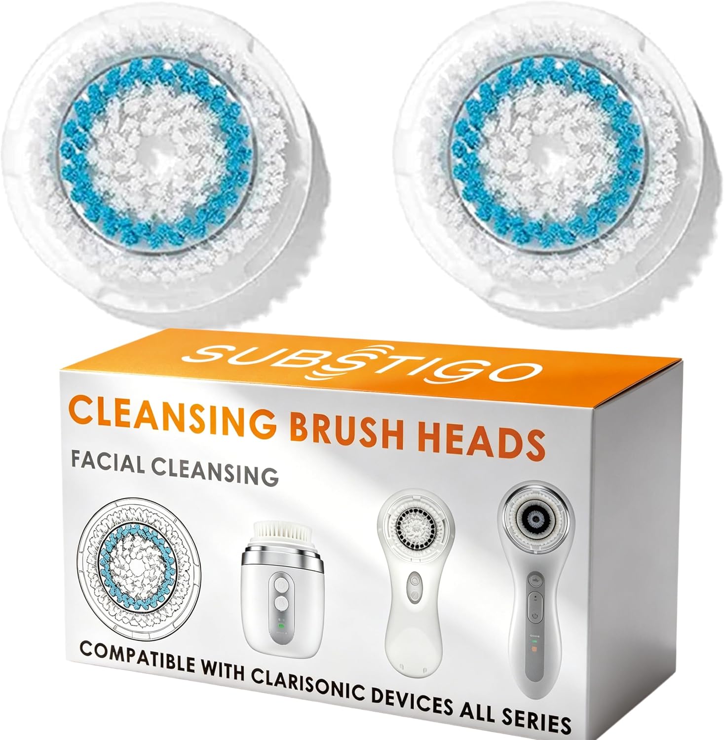 for Mia 2 Replacement Brush Heads Replacements Compatible for Clarisonic Mia 1, Mia 2, Mia Fit, Alpha Fit, Smart Profile Uplift and Alpha Fit Face Facial Cleansing Brush Head Replacements (Deep Pore)