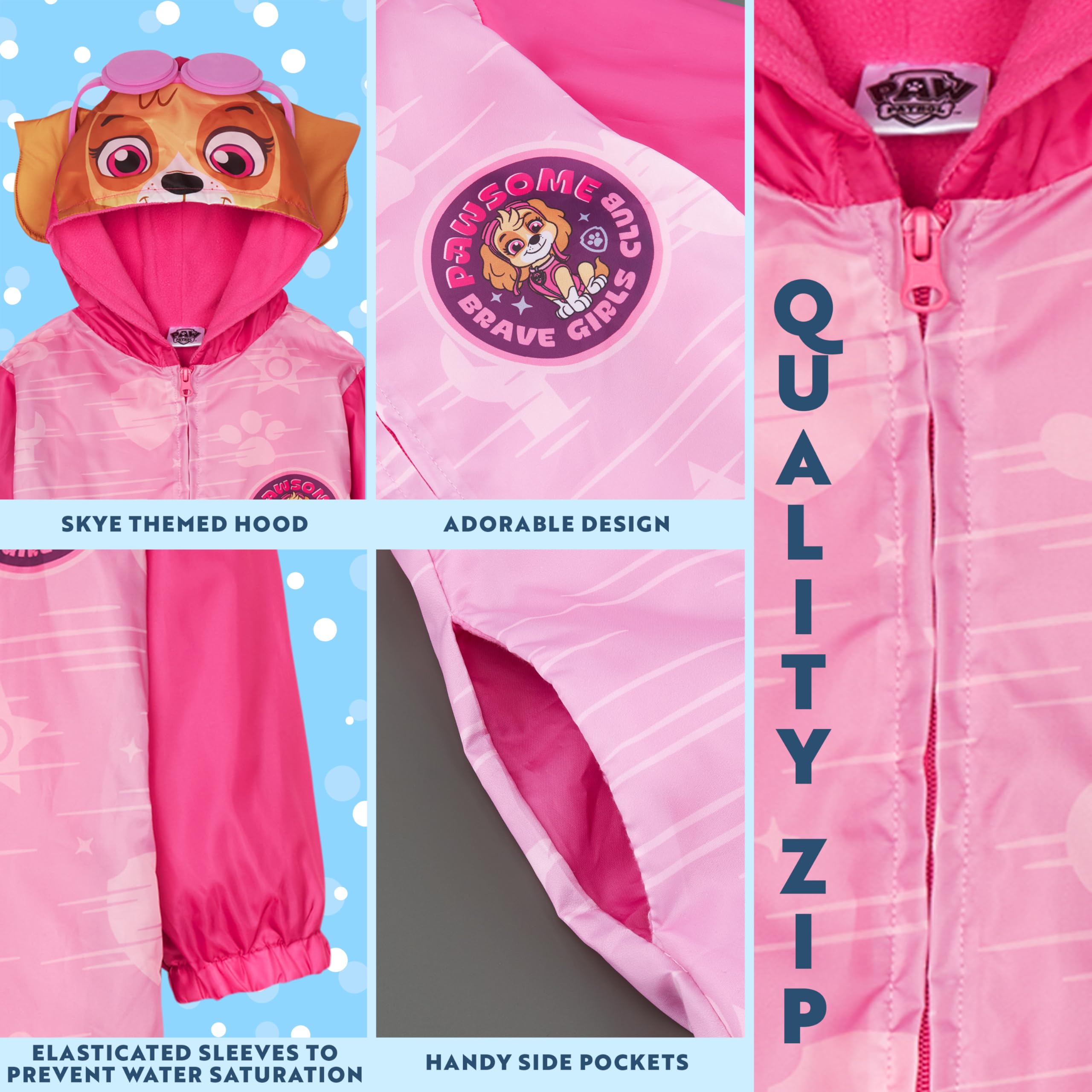 Get Trend Psi Patrol kombinezon przeciwdeszczowy dla dziewcząt, Skye, wodoodporny kombinezon, płaszcz przeciwdeszczowy dla dzieci, odzież przeciwdeszczowa, prezent dla dziewczynek