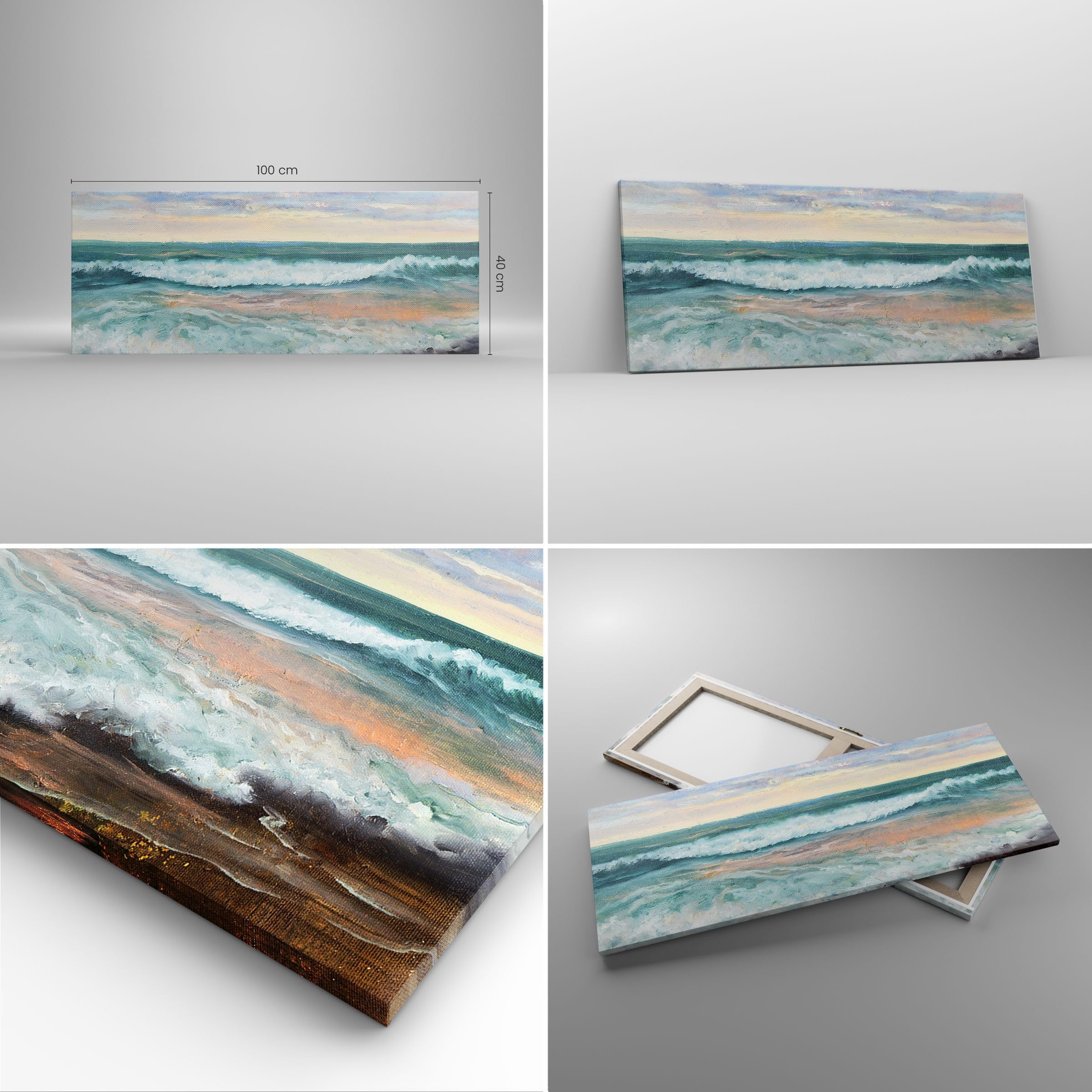 Tableau Sur Toile Panoramique 100×40 Cm – Dune Plage Mer Paysage Nautique, Décoration Murale Moderne Chambre Salon Cuisine