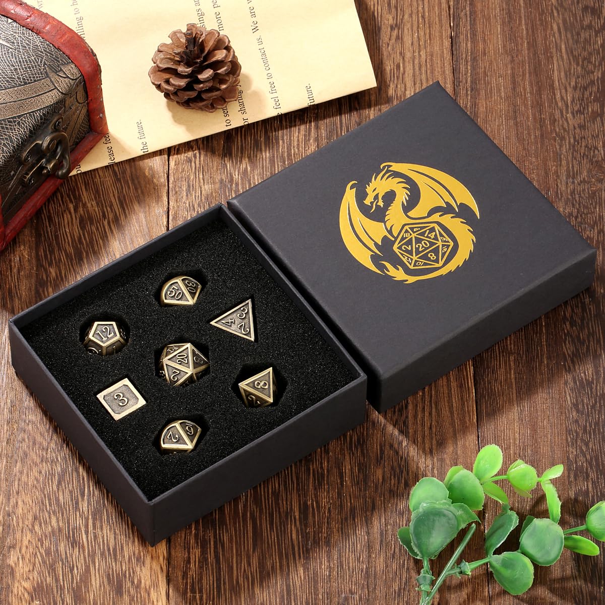Metal Dice Set, 7pcs Polyhedral Metal DND Dice Set, DND Starter Set, D&D Gifts with Gift box - Image 3