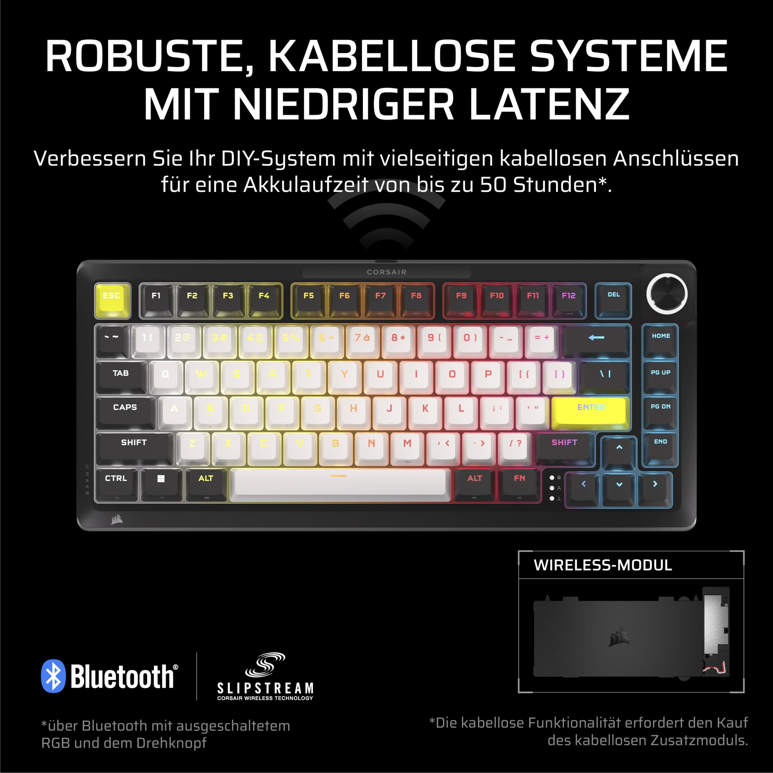 Corsair MAKR PRO 75 Hall Effect Kabelgebundenes Gaming-Tastatur Mechanisch 75% MGX Hyperdrive-Schalter Dual-Auslösung Rapid-Trigger FlashTap SOCD 8000Hz Schwarz