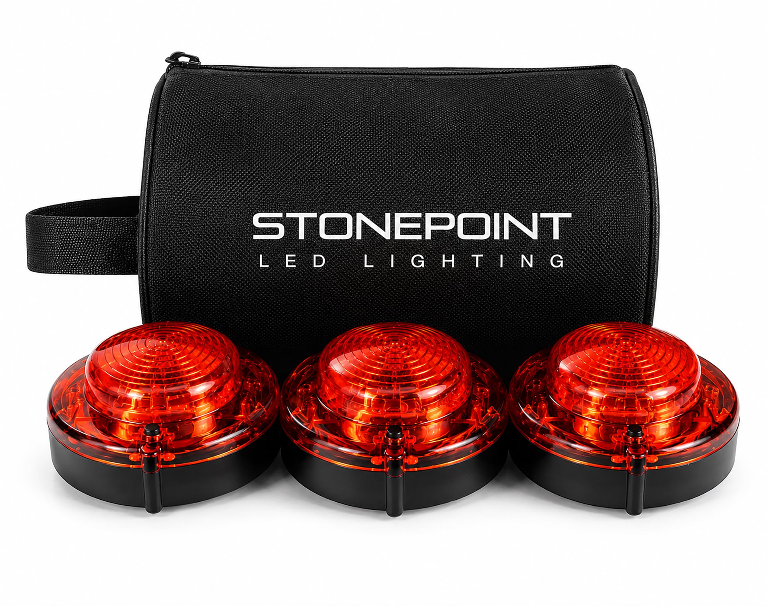 First Alert - Luces LED Rojas de Emergencia para Carretera, Juego de 3 Luces con Bolsa de Almacenamiento