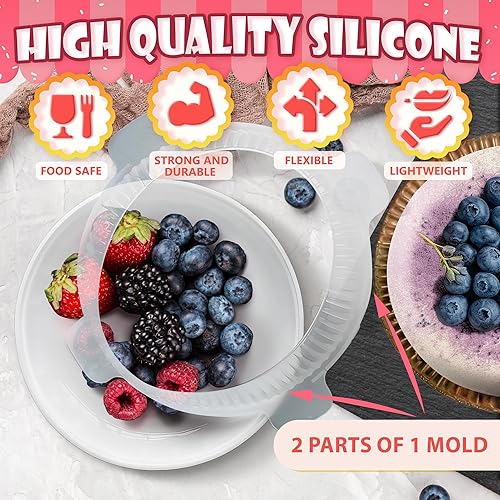 Miniatura 3 de VIKROM Molde de silicona para mousse, molde redondo de silicona para pastel, 7.5 pulgadas de diámetro (capacidad de 33.5 onzas), fácil de usar y