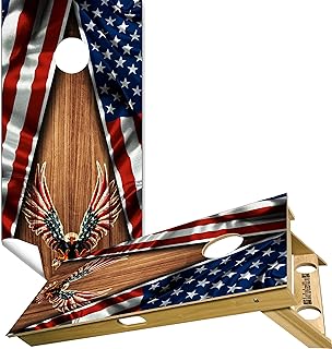 Beerpongtoss American Eagle Cornhole Board Wraps, Cornhole Decals and Wraps for Boards (Set of 2), Cornhole Skins for Boards, Cornhole Board Covers