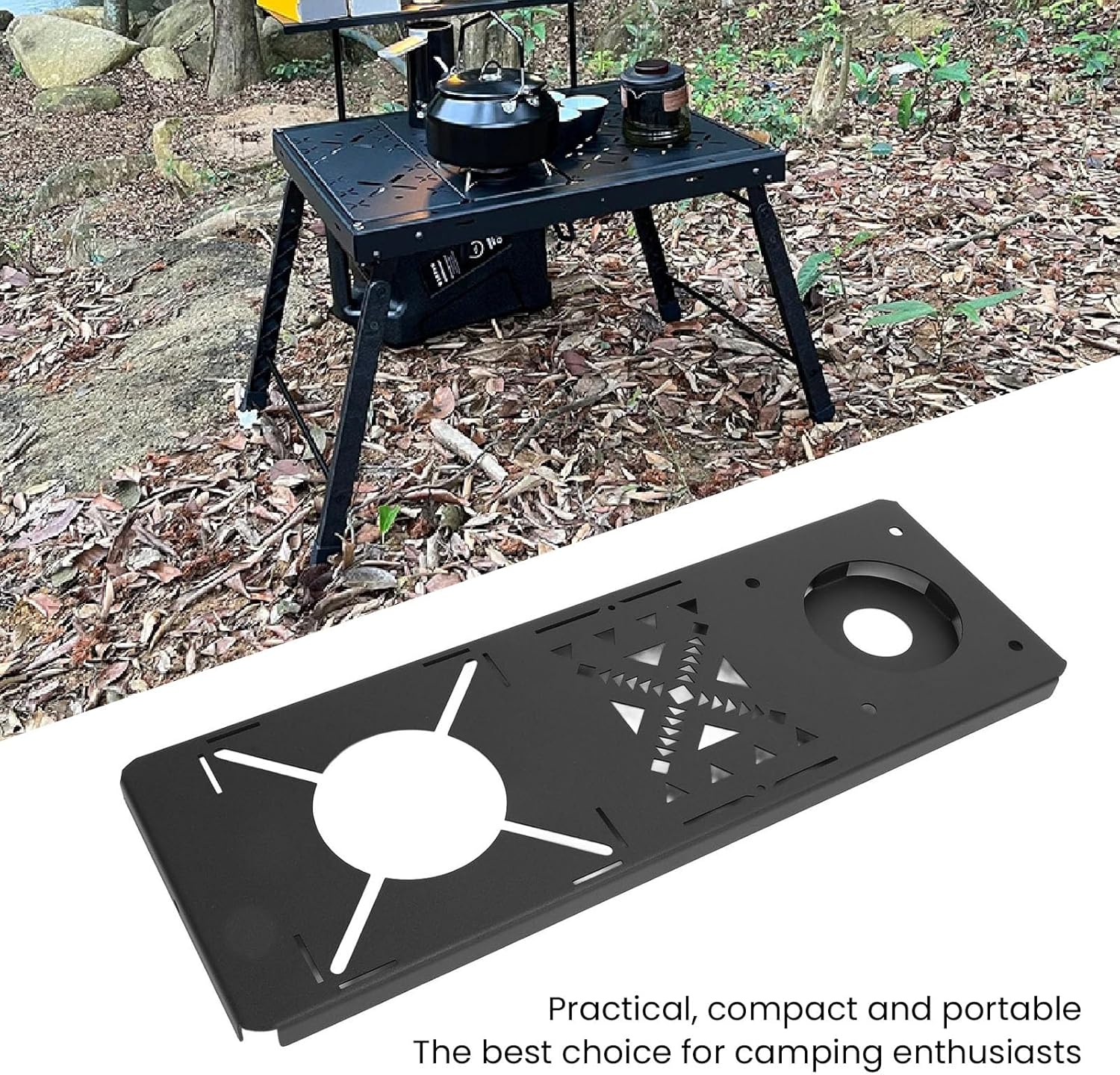 Camping Table Board for IGT Series, 2 in 1 Stainless Steel Portable Table Top Plate, Spider Stove Table Board with Snap Neck Limiter, Compatible with SOTO 310 Stove for Outdoor Cam