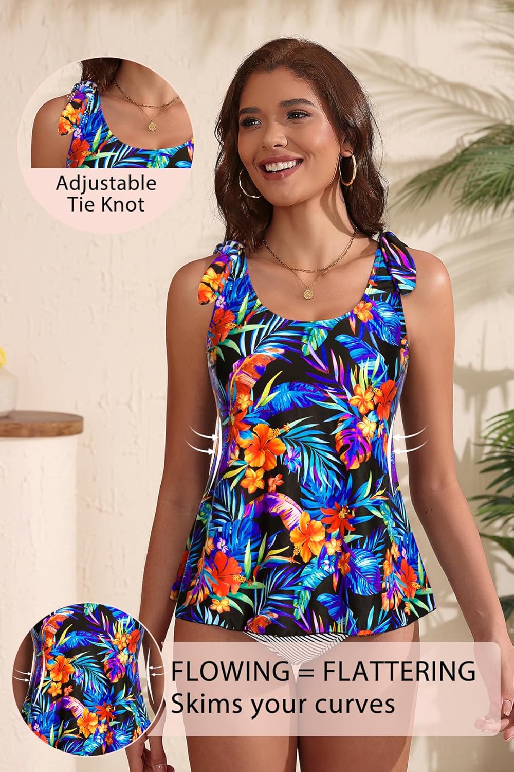 Women's Flowy Tankini Top Only- Modest Swimsuit Top Tie Knot Bathing Suit No Bottom 2025 - Image 5