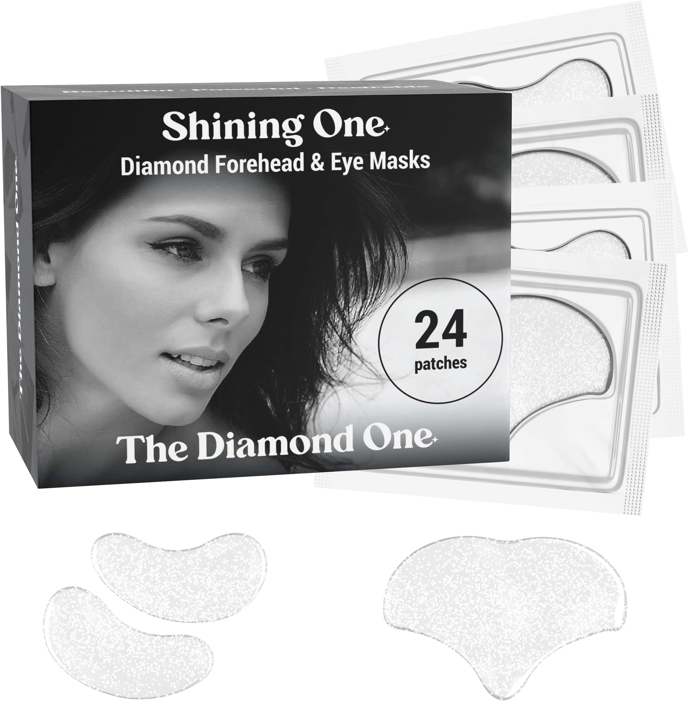 Forehead & Under Eye Patches with Diamond Powder - 24 PCS, Reduce Dark Circles, Puffy Eyes & Forehead Wrinkles - Ultimate Anti-Aging & Anti Wrinkle Solution by Shining One