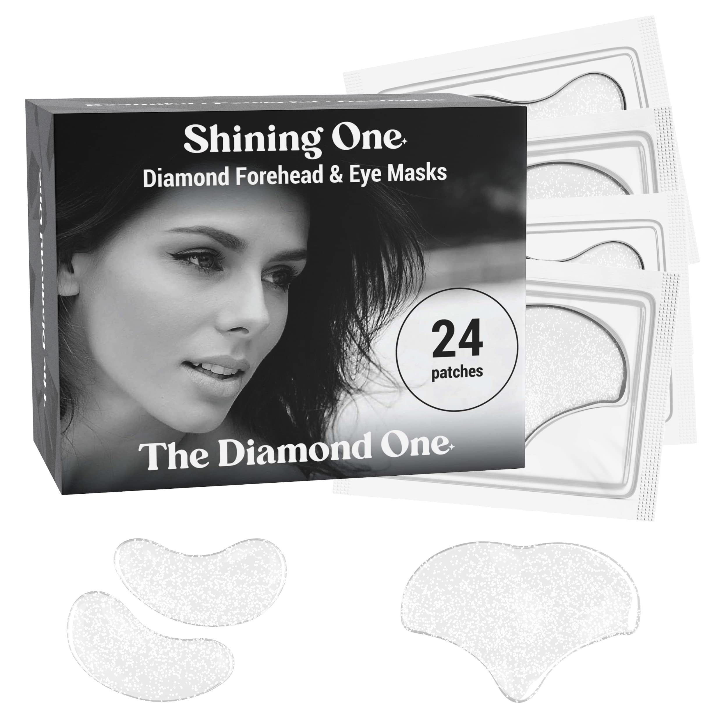 Forehead & Under Eye Patches with Diamond Powder - 24 PCS, Reduce Dark Circles, Puffy Eyes & Forehead Wrinkles - Ultimate Anti-Aging & Anti Wrinkle Solution by Shining One