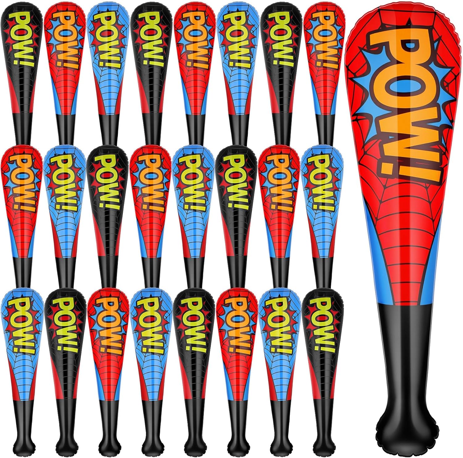 24 Pcs Pow Inflatable Baseball Bat Spider Inflatable Bat 17 Inch Baseball Party Favors Goodie Bag Stuffers, Birthday Decorations Party Prizes for Carnival Spider Birthday Supplies
