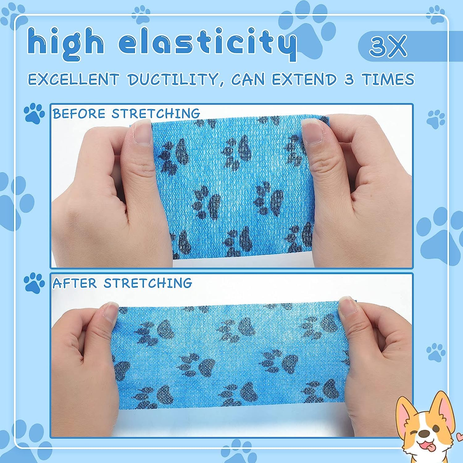 40 Pezzi Benda Autoadesiva Nastro Non Tessuto Bende Coesive Elastiche Cura delle Ferite per Cani Animali Domestici Gatti Distorsioni della Caviglia degli Animali Gonfiore