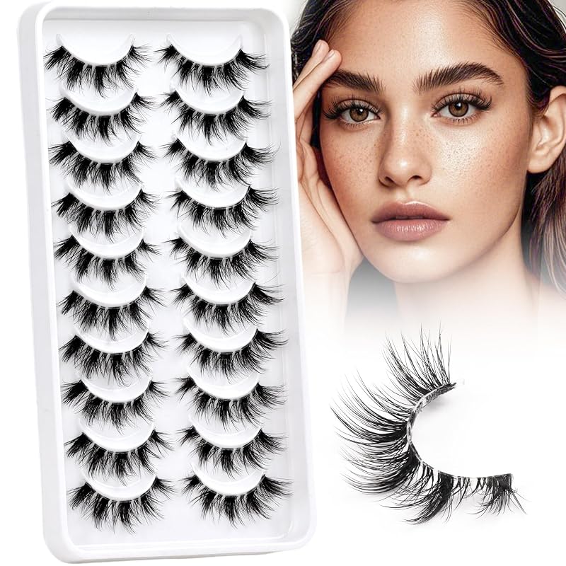 Cílios postiços Losha Lashes estilo cat eye com faixa transparente (FT02)