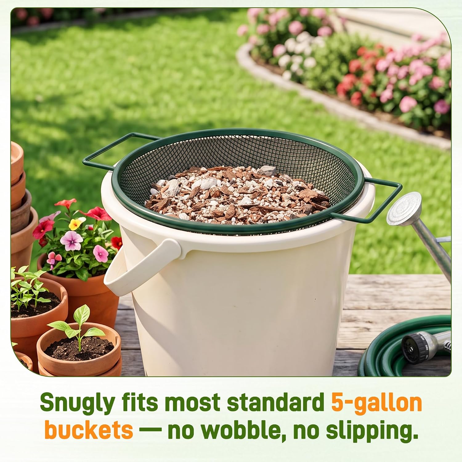 Mulctun 4Pcs Soil Sifter with Handles,Heavy Duty Dirt Sifter for Gardening