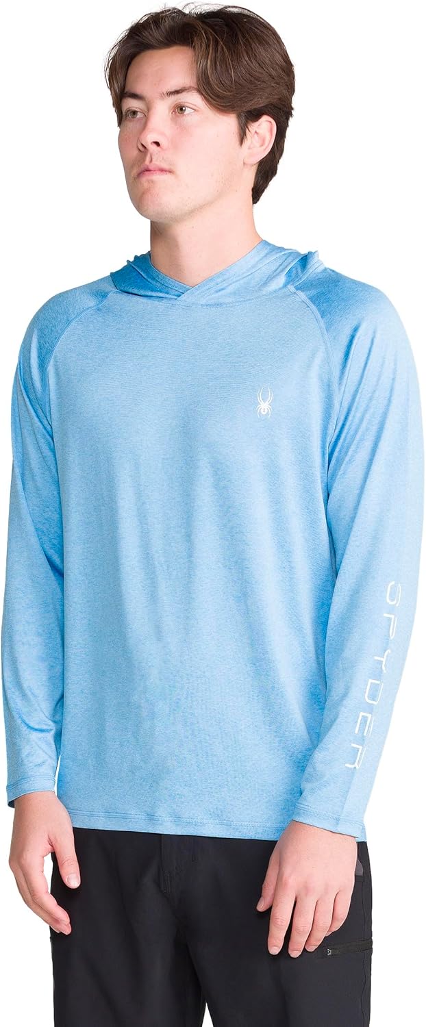 Spyder Men's Performance Hooded Long Sleeve Rashguard – Quick-Dry Swim Shirt Sun Protection