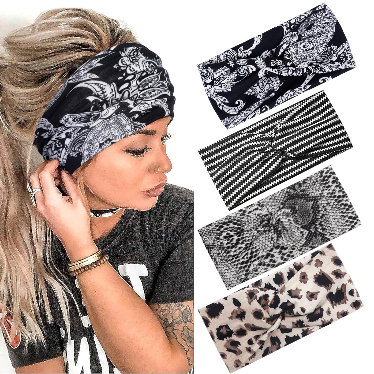 AKTVSHOW Headbands for Women Knotted Headband Elastic Head