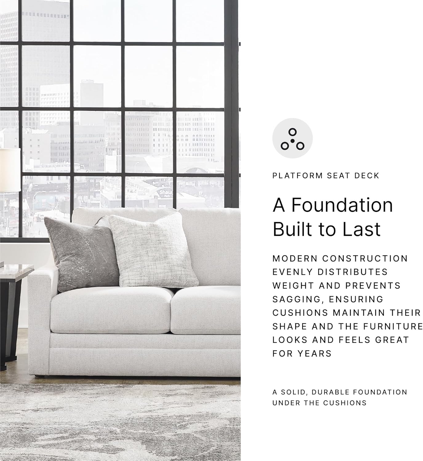 Signature Design by Ashley Maitelynn Contemporary Sofa with Accent Pillows, Reversible Cushions and Sloped Arms, Light Gray