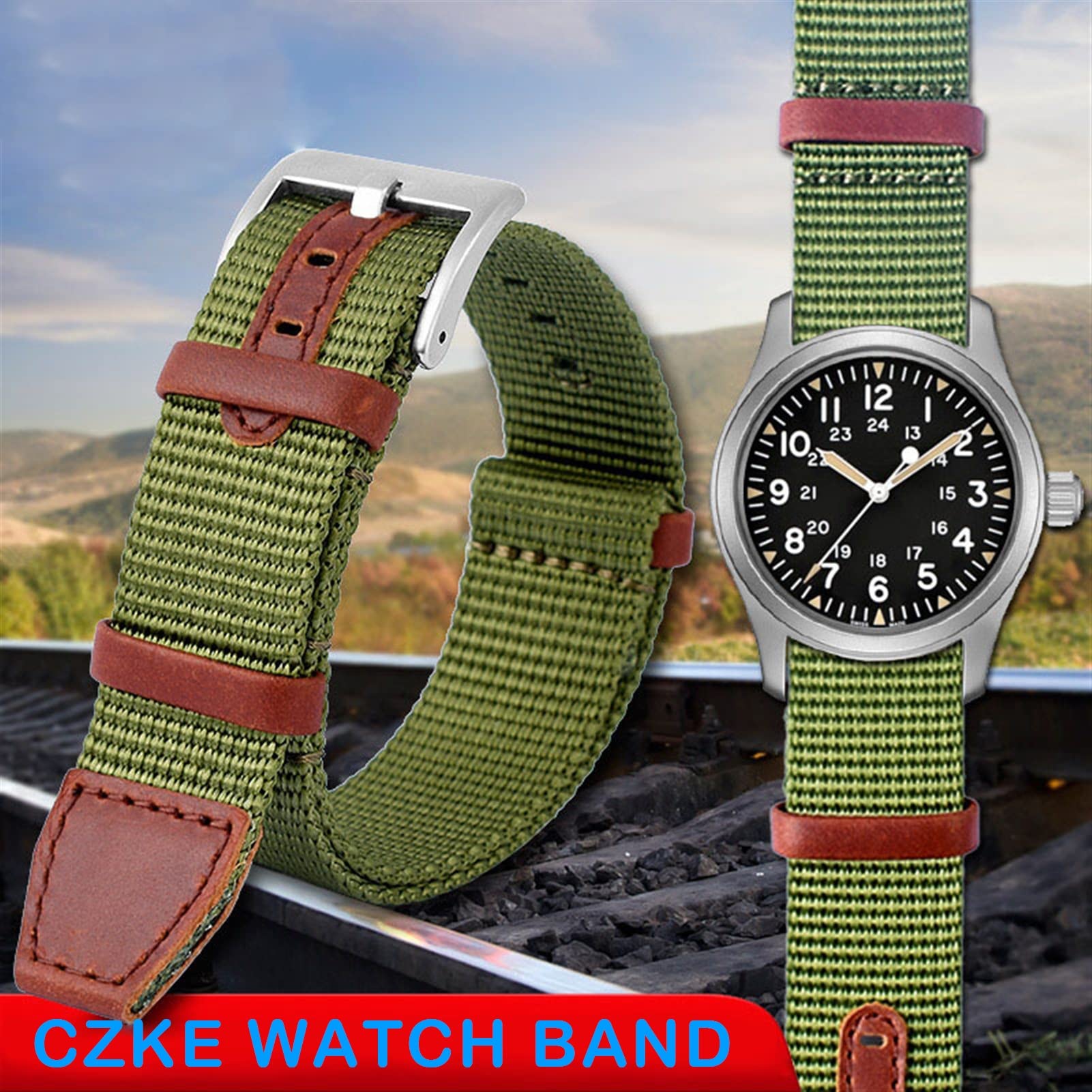 Nylon-Armband für Hamilton H69439931 H69439411 Armband 20 mm 22 mm Marke Freizeit Uhrenarmbänder (Farbe: 32 x 14 mm, Größe: 22 mm), 22 mm, Achat