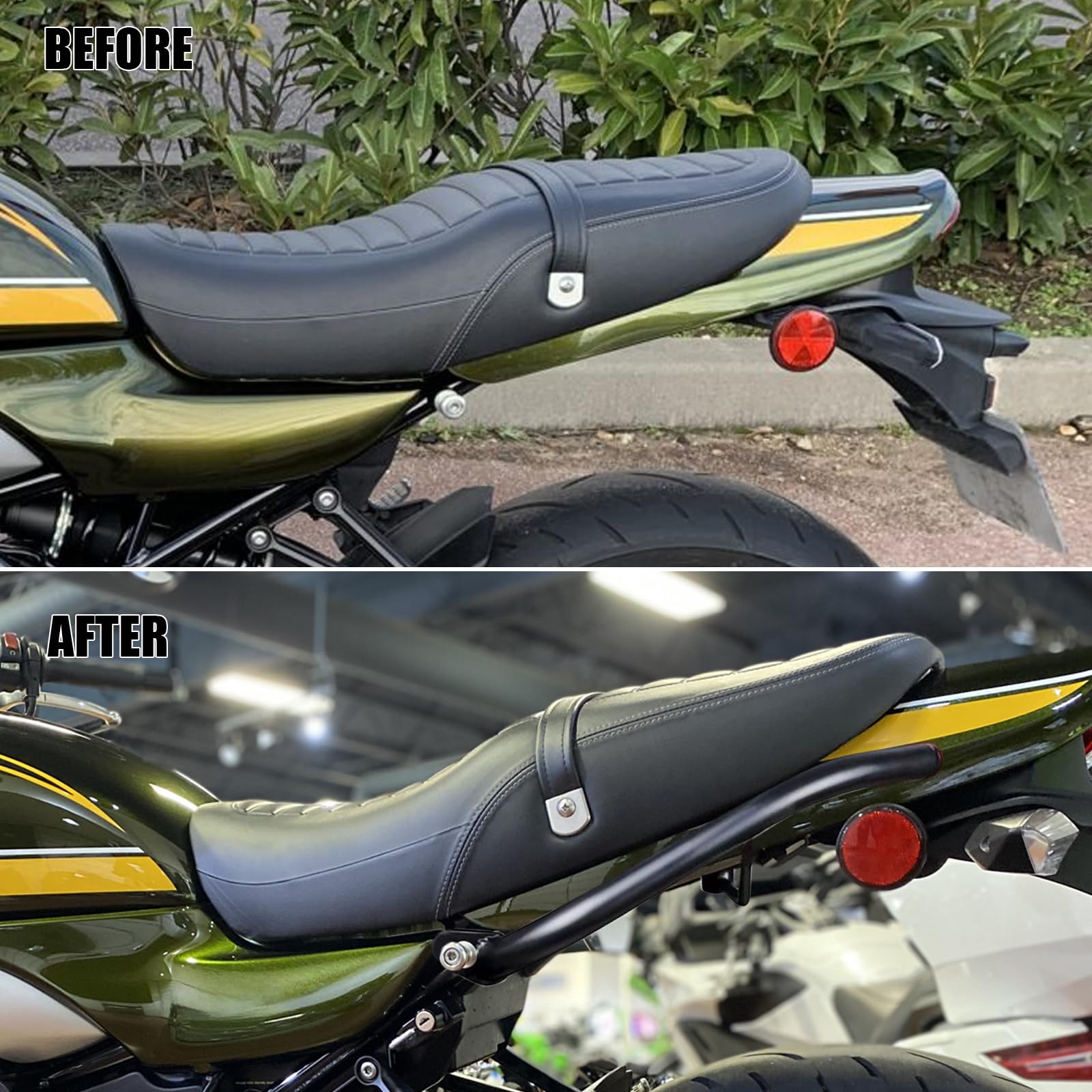 WOOGA Asidero Trasero Asiento Manija de mano Carril para Ka&wa&sa&ki Z900RS Z 900RS Z 900 RS/Cafe/SE 2018-2026 Accesorios de motocicleta Asiento Trasero Socio Estante Estante (Negro Brillante)
