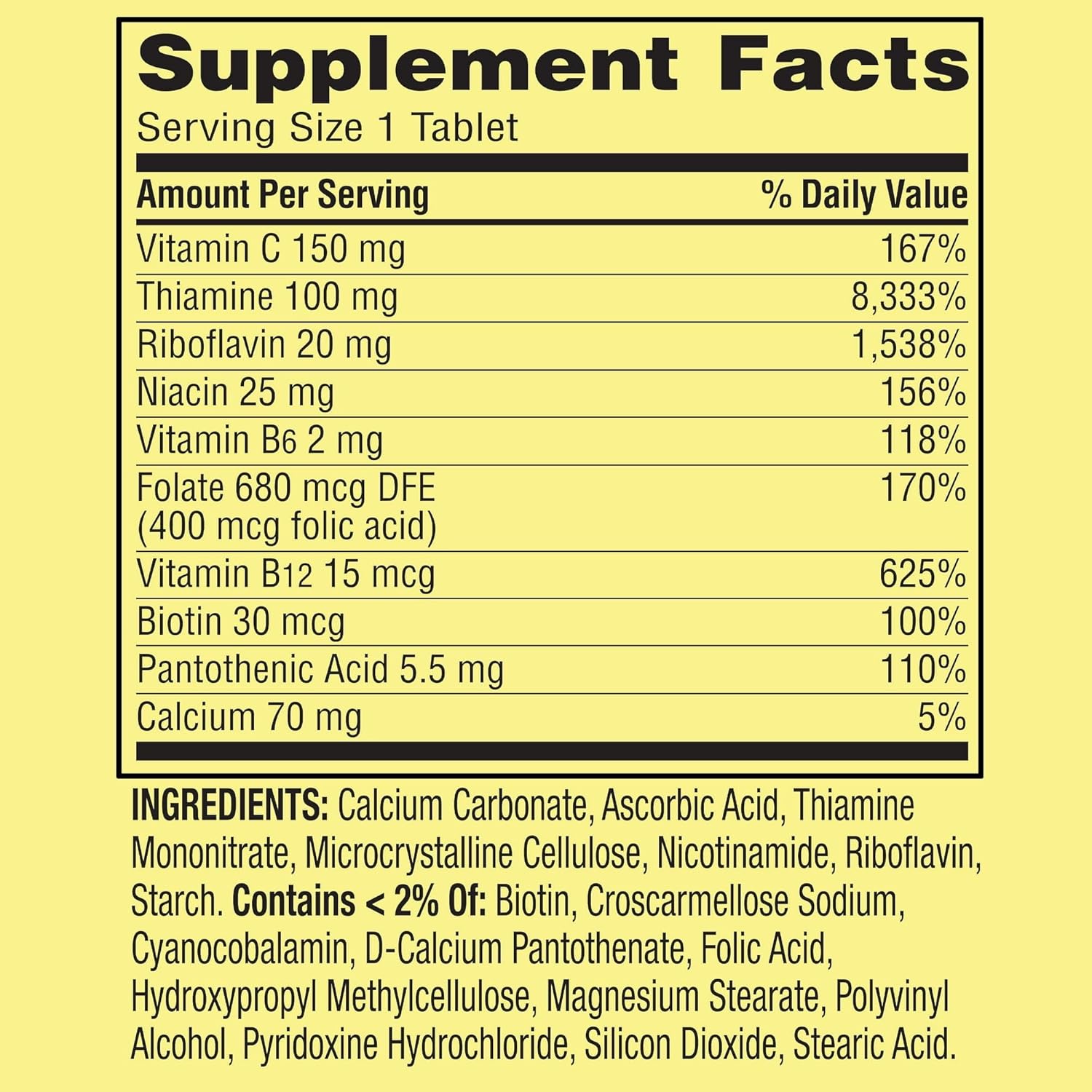Spring Valley Super Vitamin B Complex Calcium Carbonate, Ascorbic Acid 250 Tablets - Set by Basket Goods