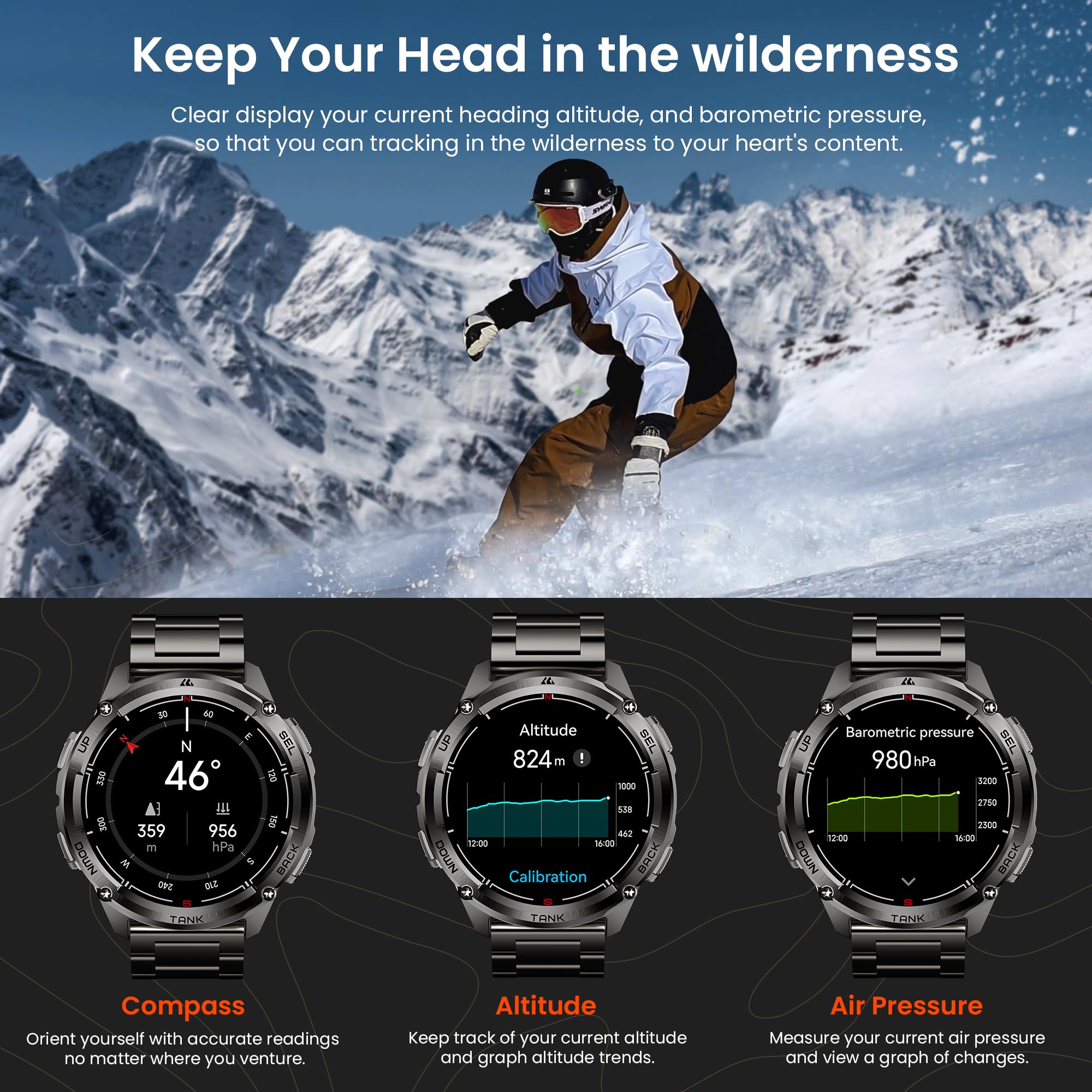 KOSPET Tank T3 Ultra 2 Smartwatch Uomo, GPS, Display AMOLED 1,43", Autonomia 18 giorni, Resistenza Acqua 5ATM, Monitoraggio Frequenza Cardiaca e SpO2, 170+ modalità Fitness (Nero)