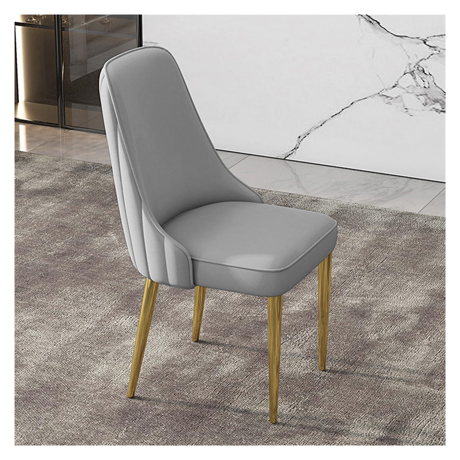 Sillas de Comedor de Piel sintética, Escritorio Moderno de Mediados de Siglo, cómoda Silla Auxiliar con Patas Doradas para Sala de Estar, Silla de Escritorio de Cocina sin Brazos tapizada (c