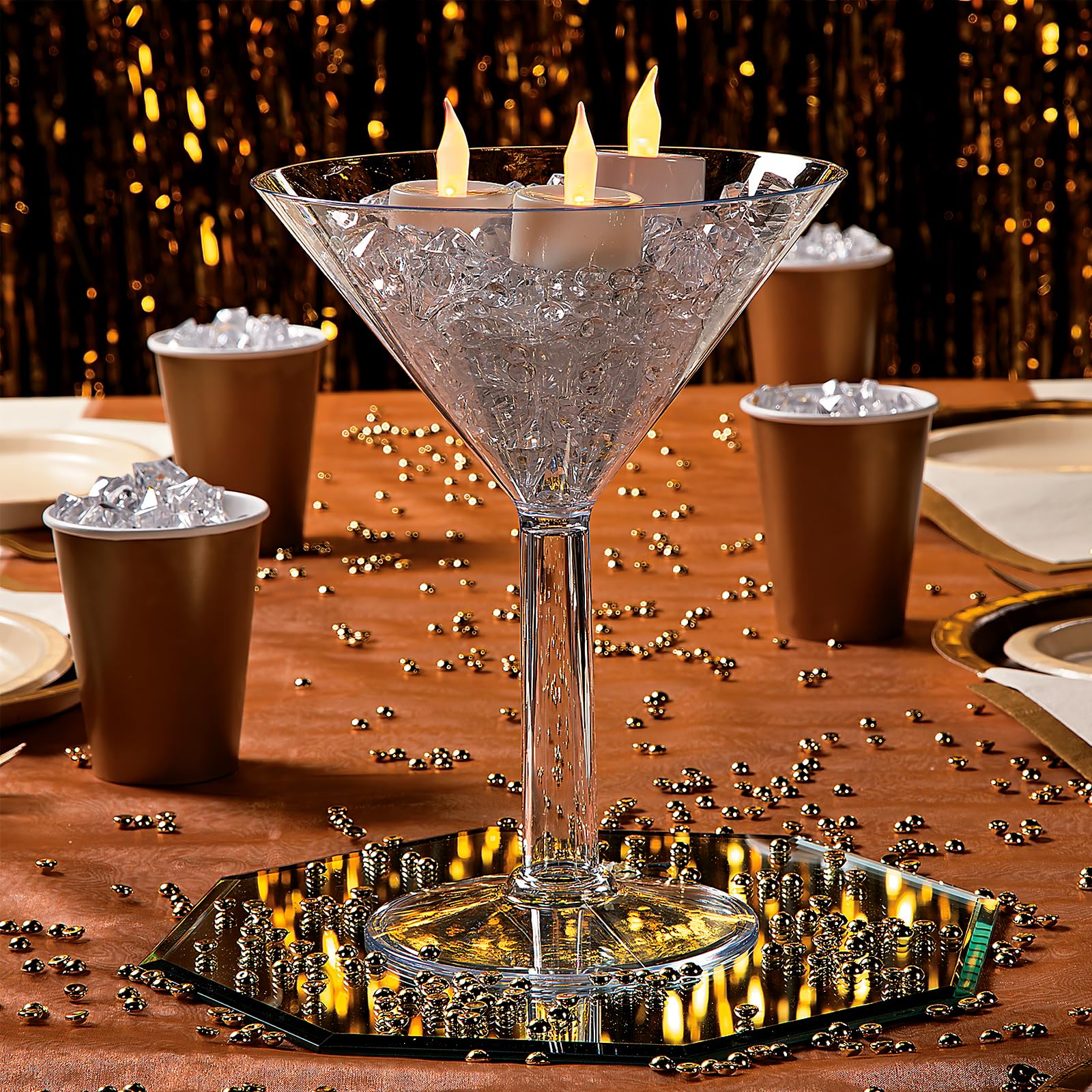 Fun Express 2 Pieces Large Martini Glasses, 28 oz, BPA Free Plastic, Drinkware Reusable Cups, Party Supplies