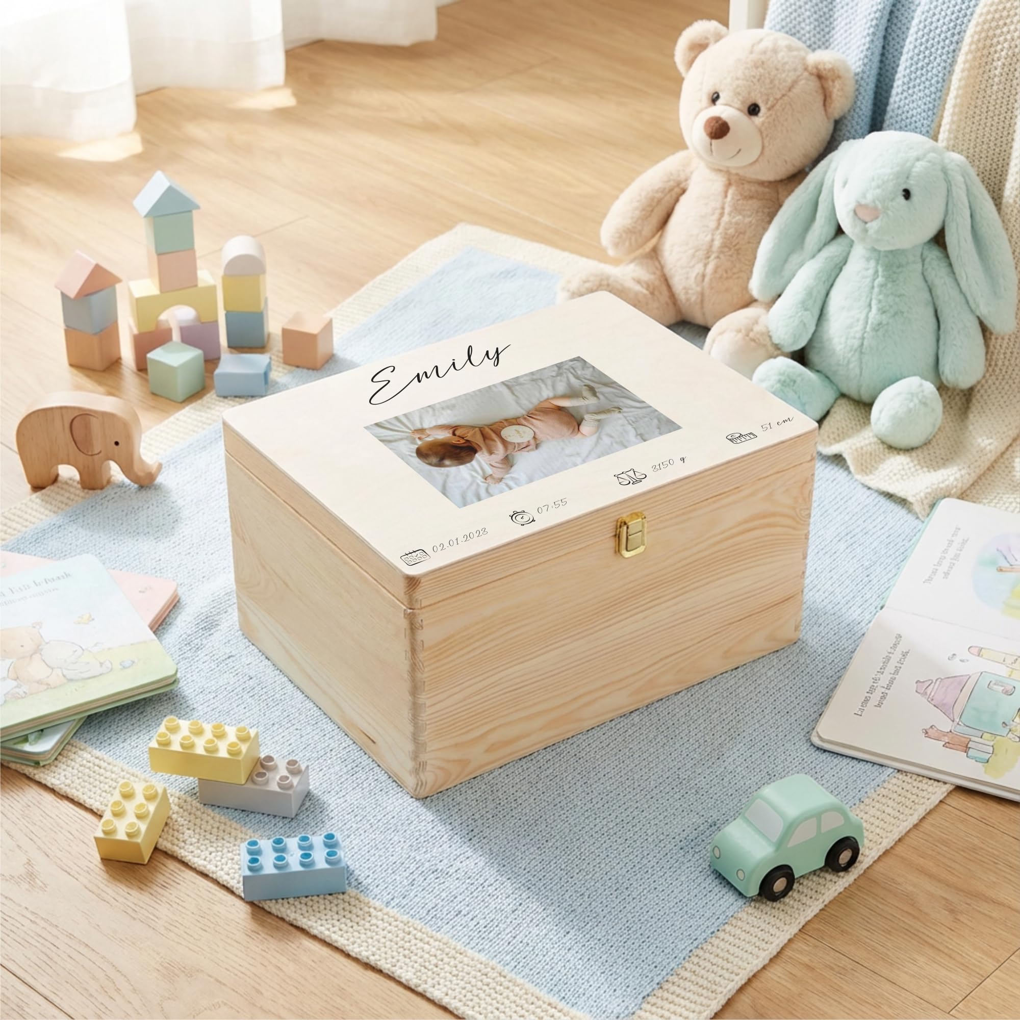 Creative Deco Scatola dei Ricordi in Legno per Neonato con Foto