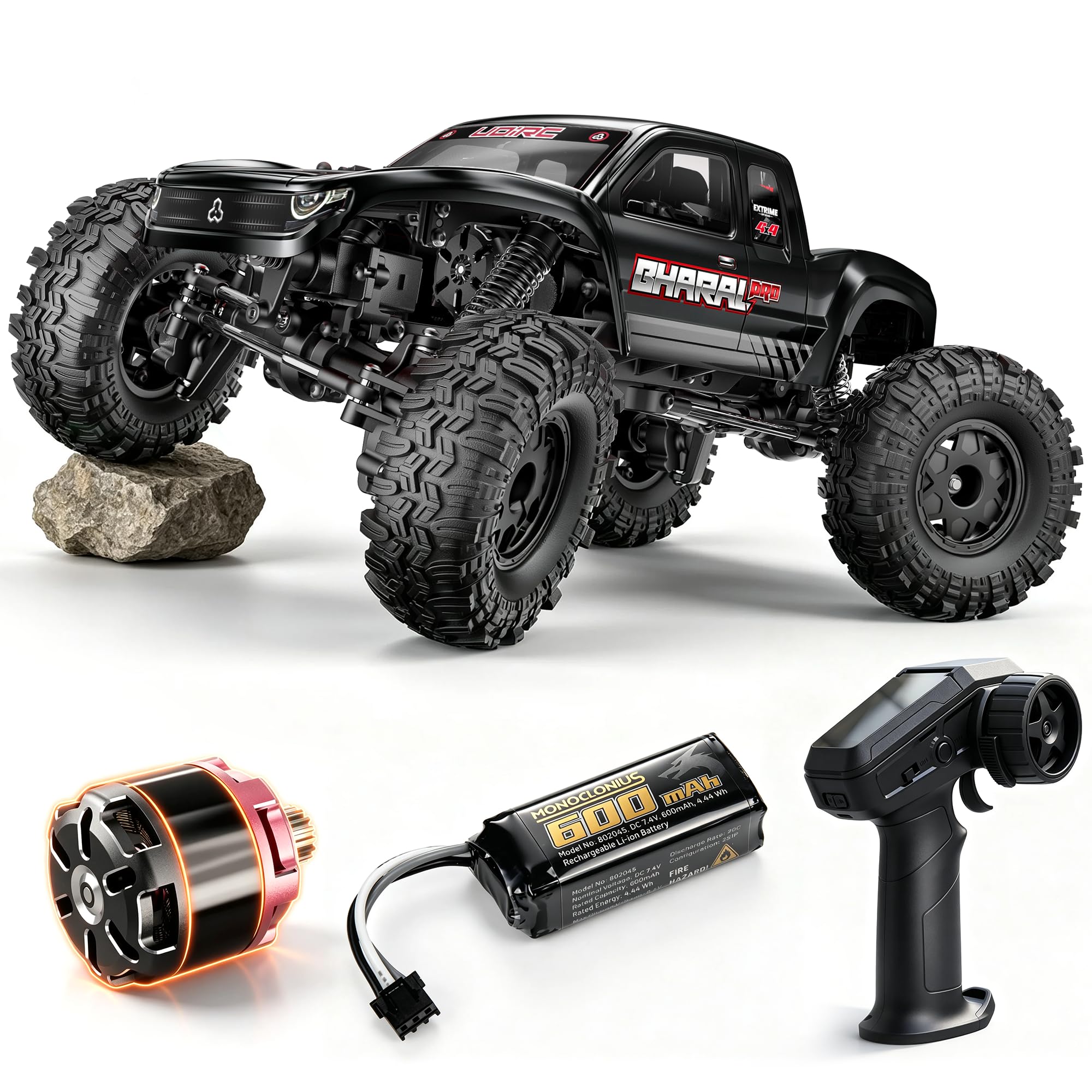 UDIRC UCX1804PRO 1/18 RC Crawler sin escobillas, camión de roca de dirección de 4 ruedas