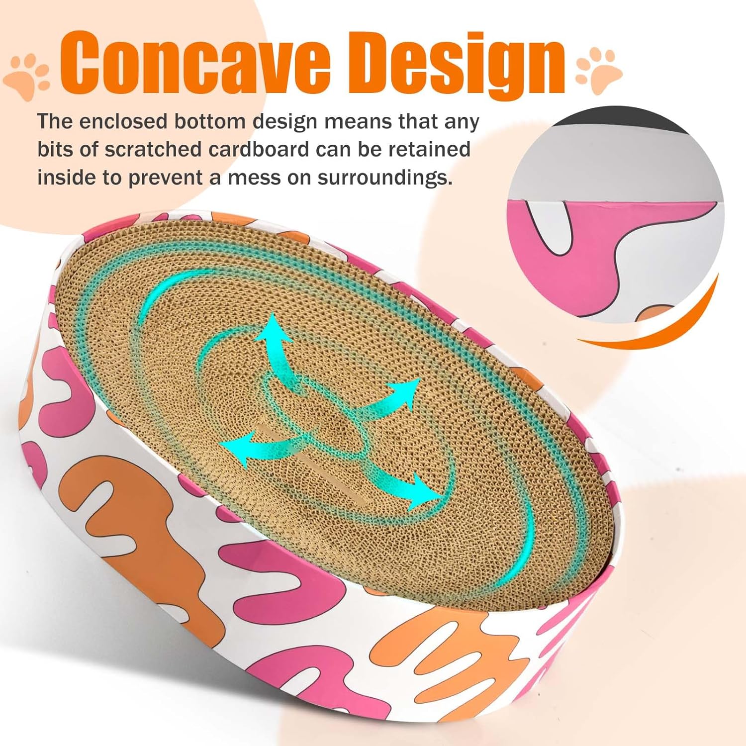 review Oval Cat Scratcher Cardboard Bed Lounge Couch for Indoor Cats 2 in 1 Cat Scratch Pad Bowl Nest 17