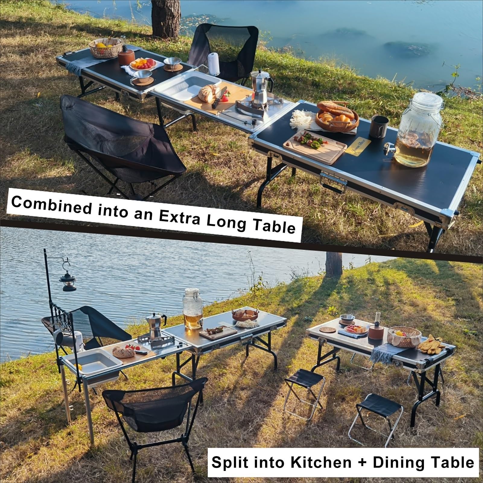 Campingküche Faltbar Mit Spüle und Herd, Camping Box, Camping Tisch, Camping Möbel, Camping Set, Outdoor Küche für 6-10 Personen