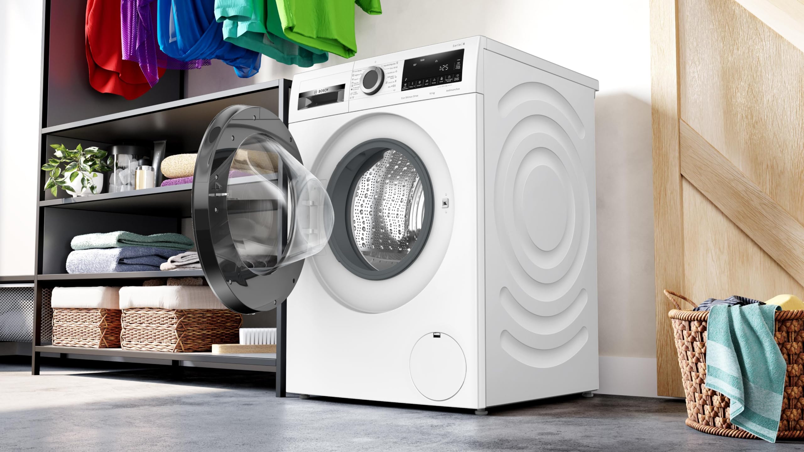 Bosch - Lavadora Libre Instalación, 10 kg, 1600 RPM, Serie 6, Función Pausa + Carga, Blanco, WGG256Z0ES