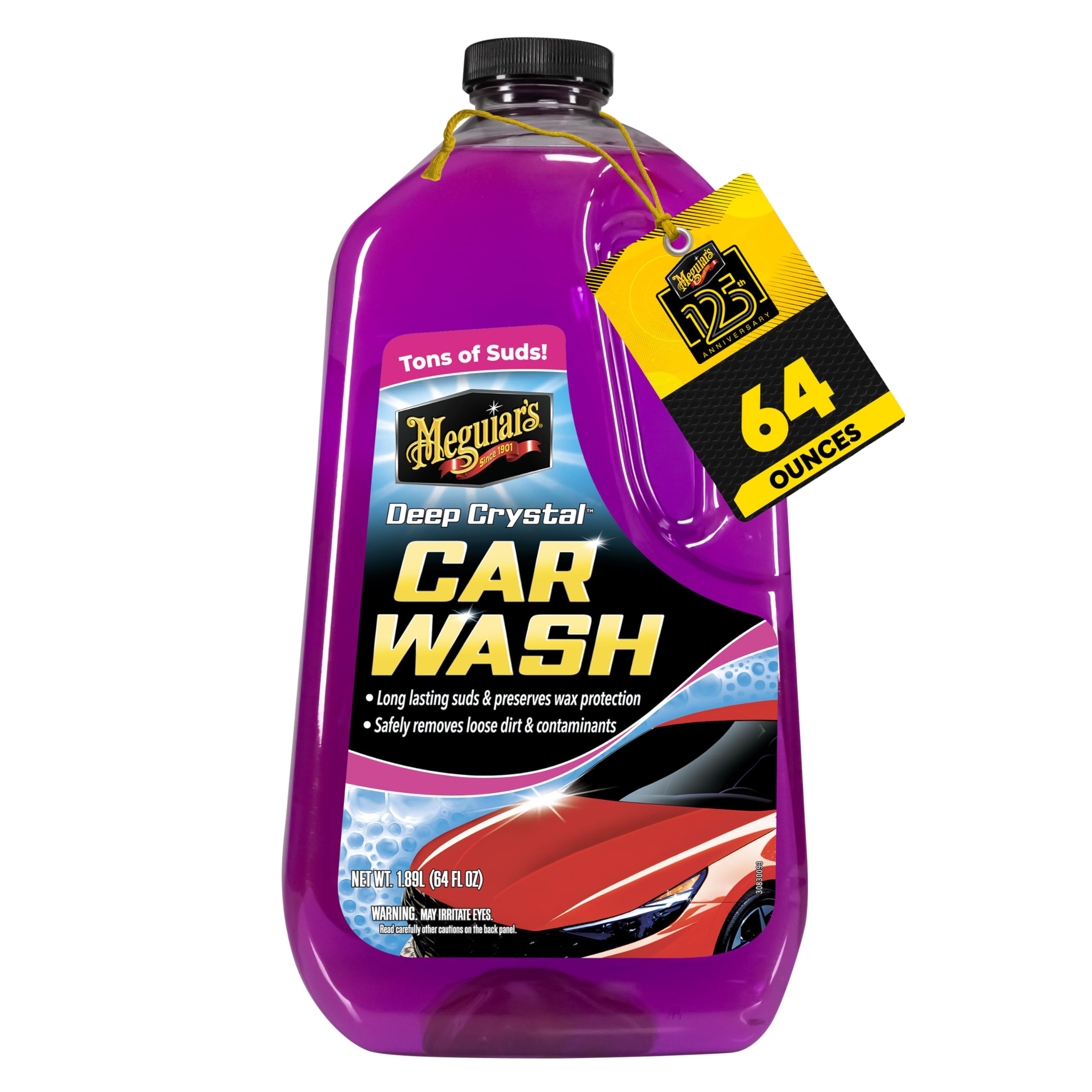 Deep Crystal Car Wash - Car Wash Shampoo that Cleans Paint, Enhances Gloss, and Preserves Wax Protection, pH Balanced Car Wash Soap with Excellent Foaming Action, 64 Oz