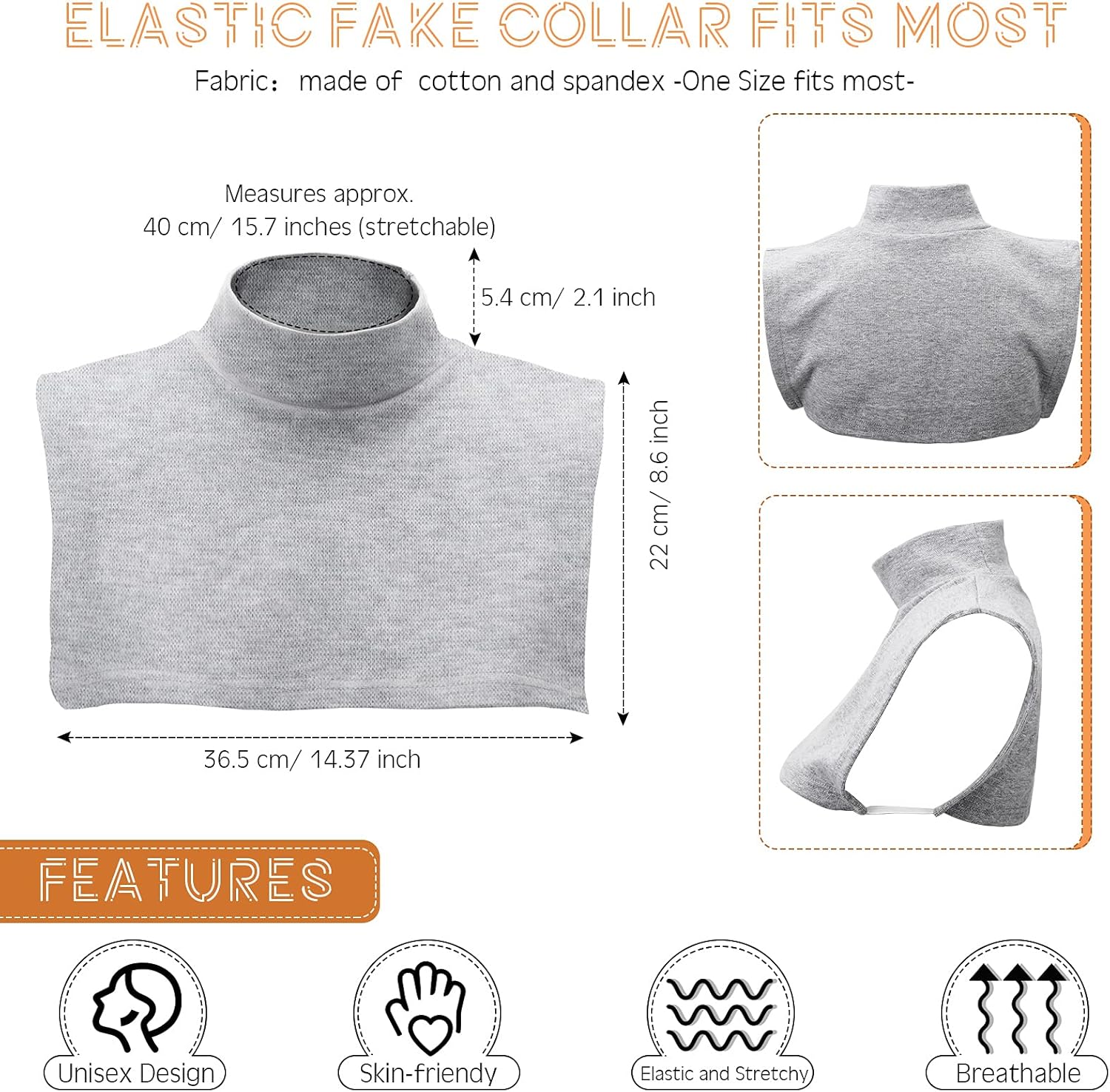 Fake Turtleneck Dickey Detachable Collars Set Half Top Mock Blouse Collar for Women Men - Image 2