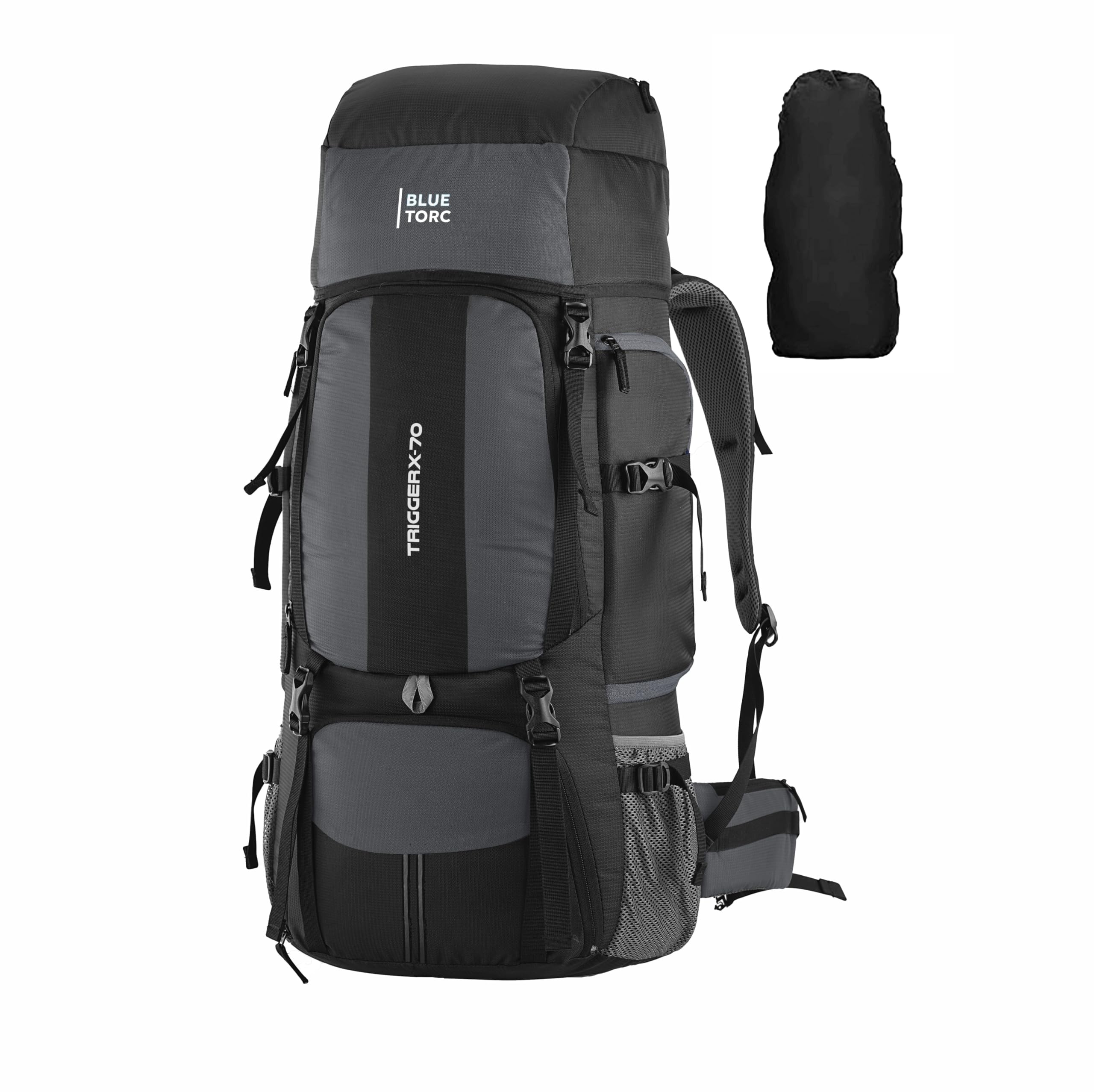 blue torc TriggerX 70L Travel Backpack with Waterproof Rain Cover – Large Camping, Hiking & Trekking Rucksack Bag-picture-42