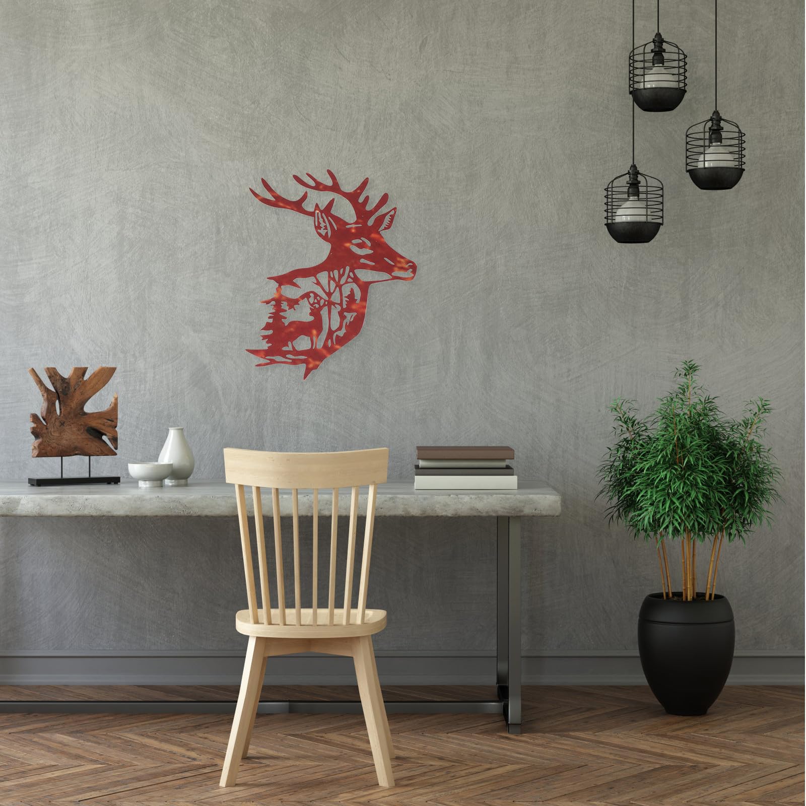 Alasum Decorazione da Parete Facile da Appendere Cervo in Ferro 3 Pezzi, Design Delicato e Realistico per Camera da Letto e Sala da Pranzo